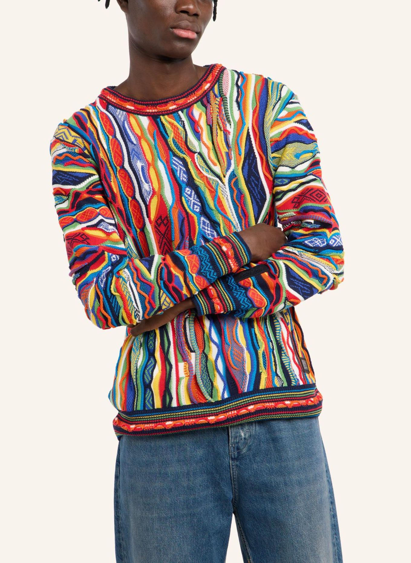 CARLO COLUCCI Jacquard Strickpullover FANTI: DUNKELBLAU