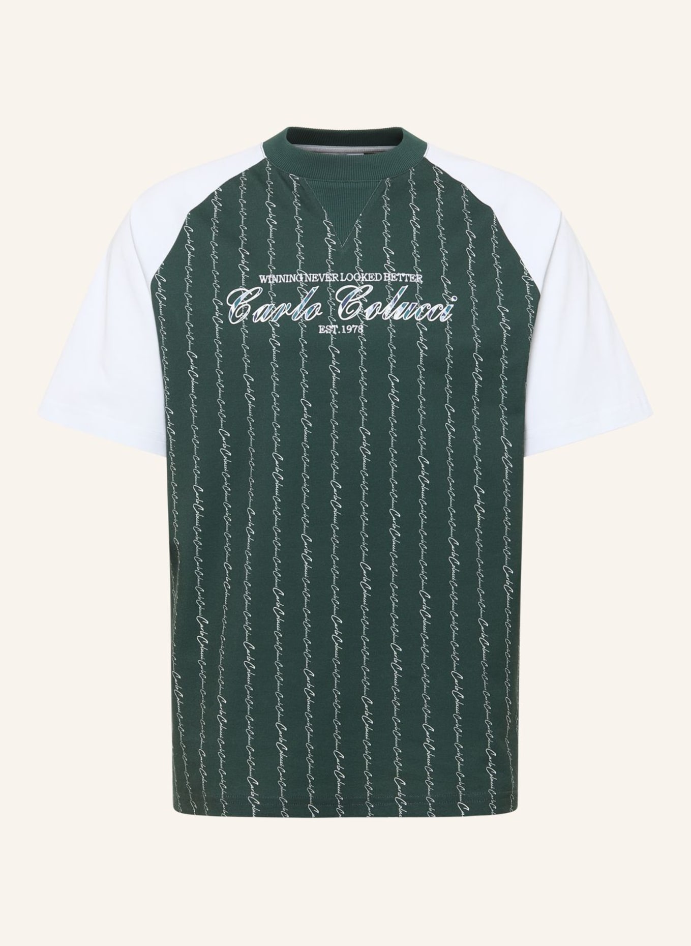 CARLO COLUCCI T-Shirt - MATCH POINT FARA: GRÜN/ WEISS