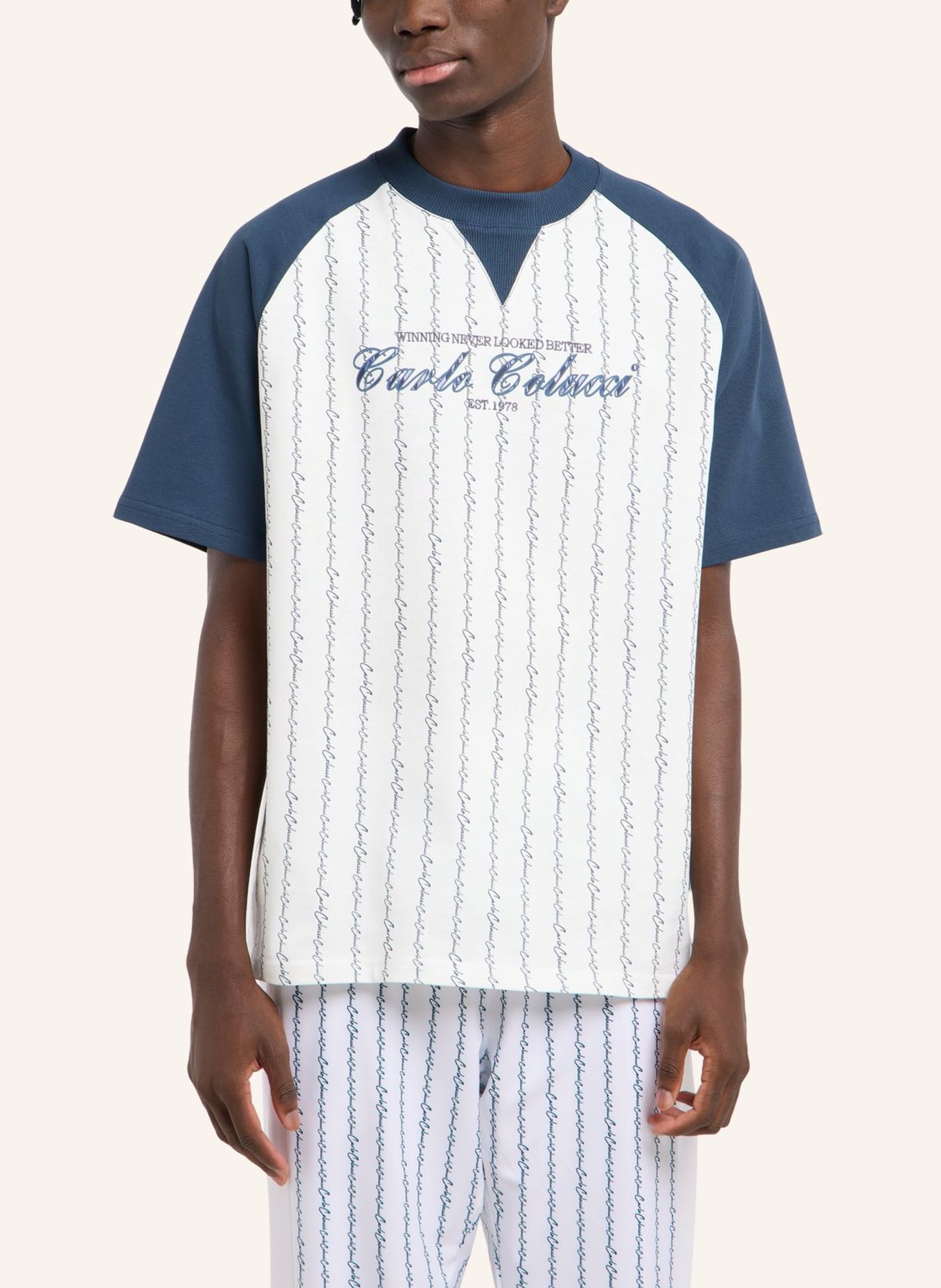 CARLO COLUCCI T-Shirt - MATCH POINT FARA: BLAU