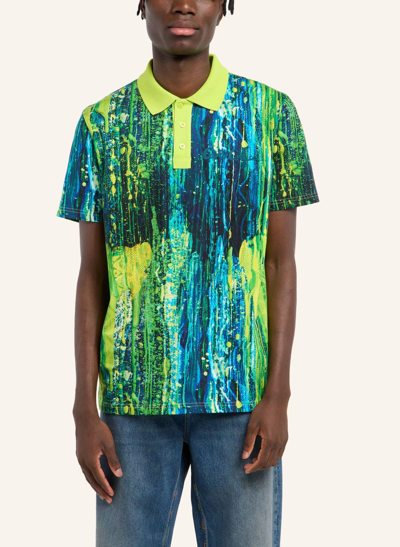 CARLO COLUCCI Poloshirt - AI DRIP KNIT FASCELLA: DUNKELBLAU/ GRAU