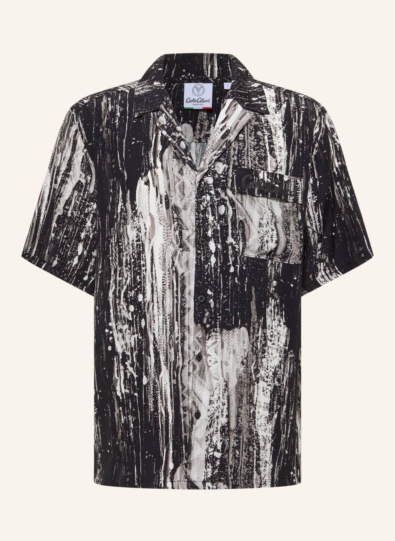CARLO COLUCCI Bedrucktes Hemd - AI DRIP KNIT FASOLI: SCHWARZ