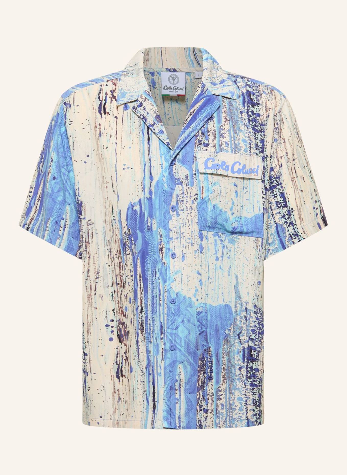 CARLO COLUCCI Bedrucktes Hemd - AI DRIP KNIT FASOLI: WEISS