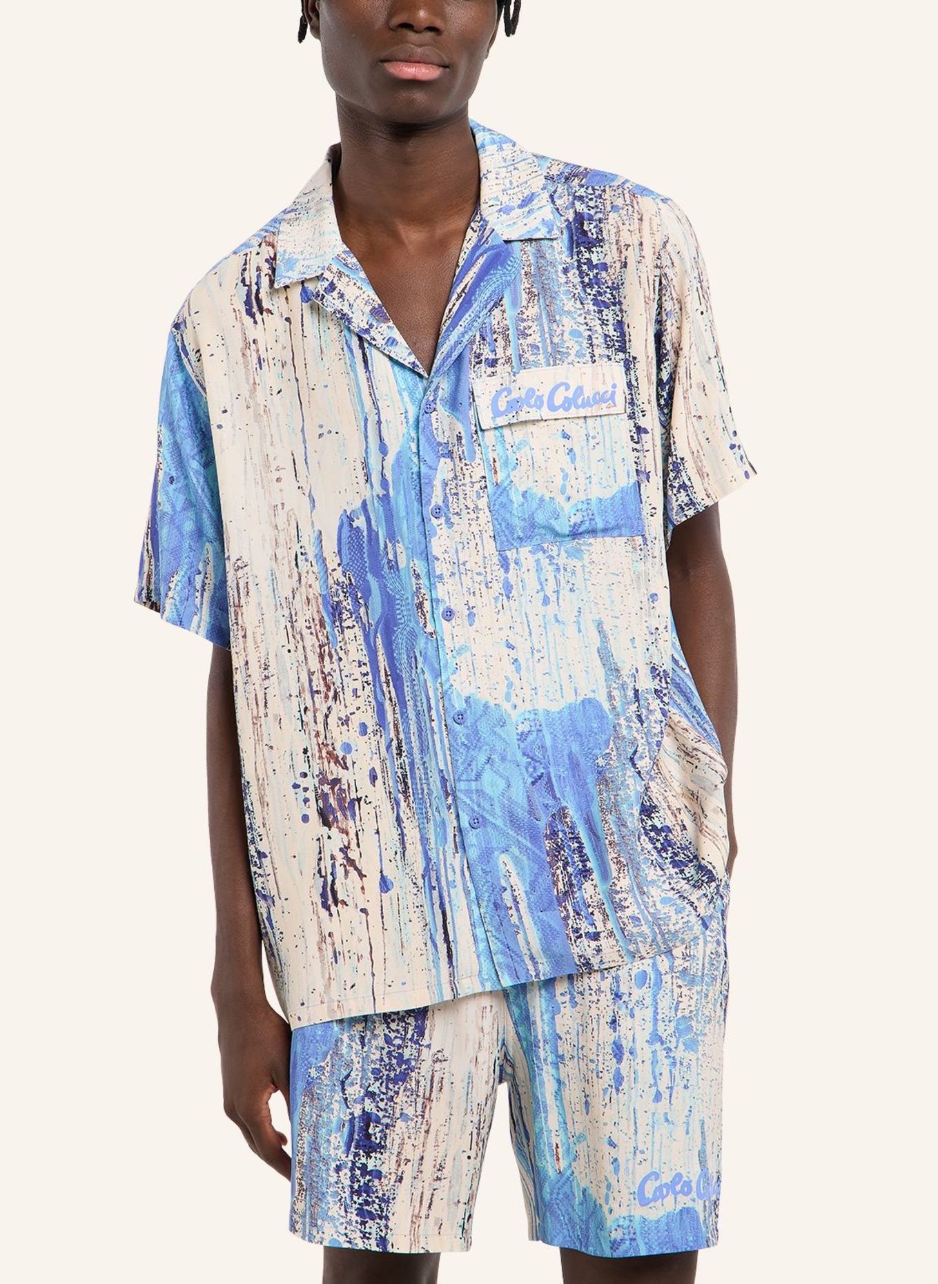 CARLO COLUCCI Bedrucktes Hemd - AI DRIP KNIT FASOLI: WEISS