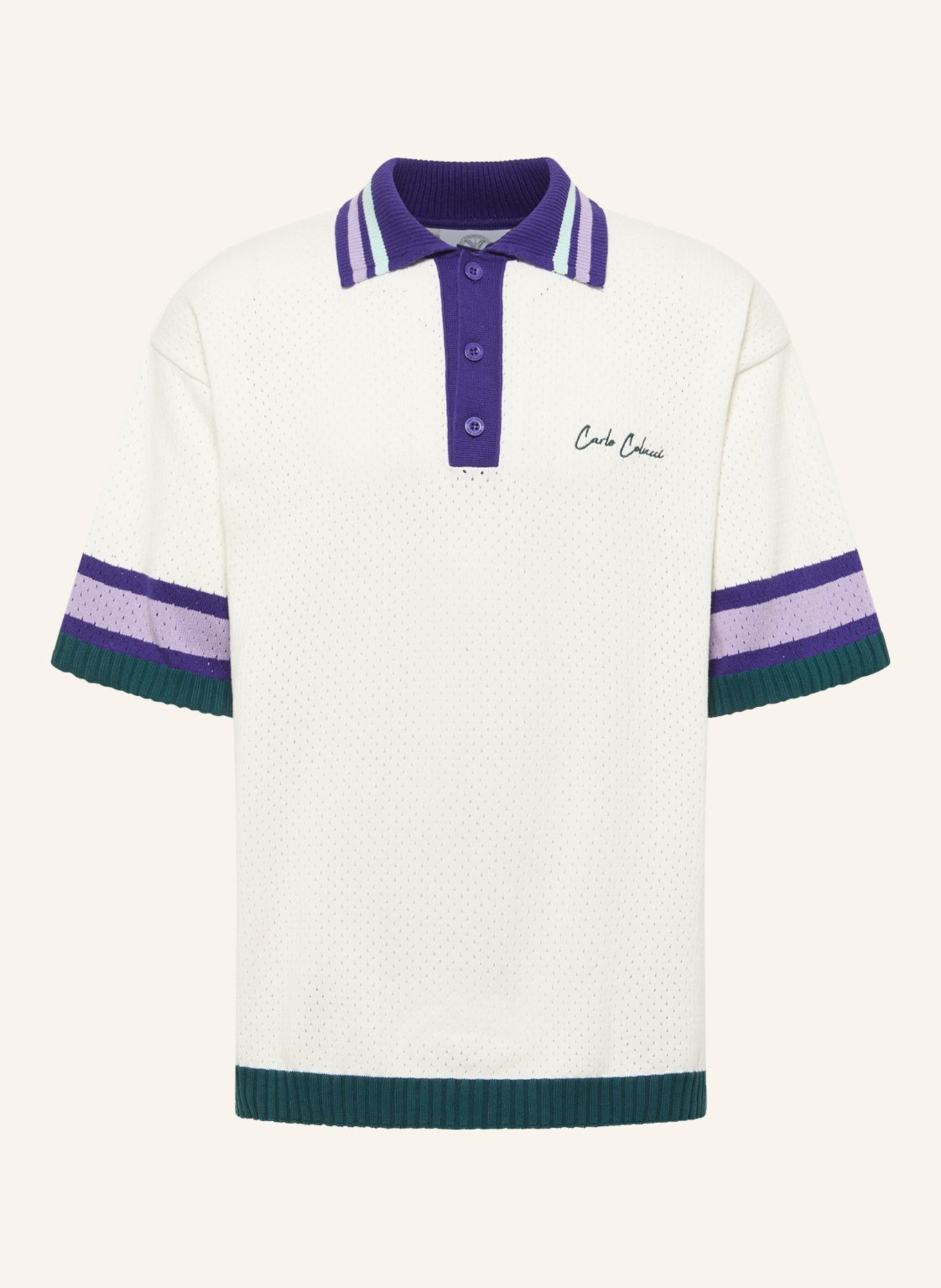 CARLO COLUCCI Mesh Poloshirt - MATCH POINT FAULHABER: WEISS