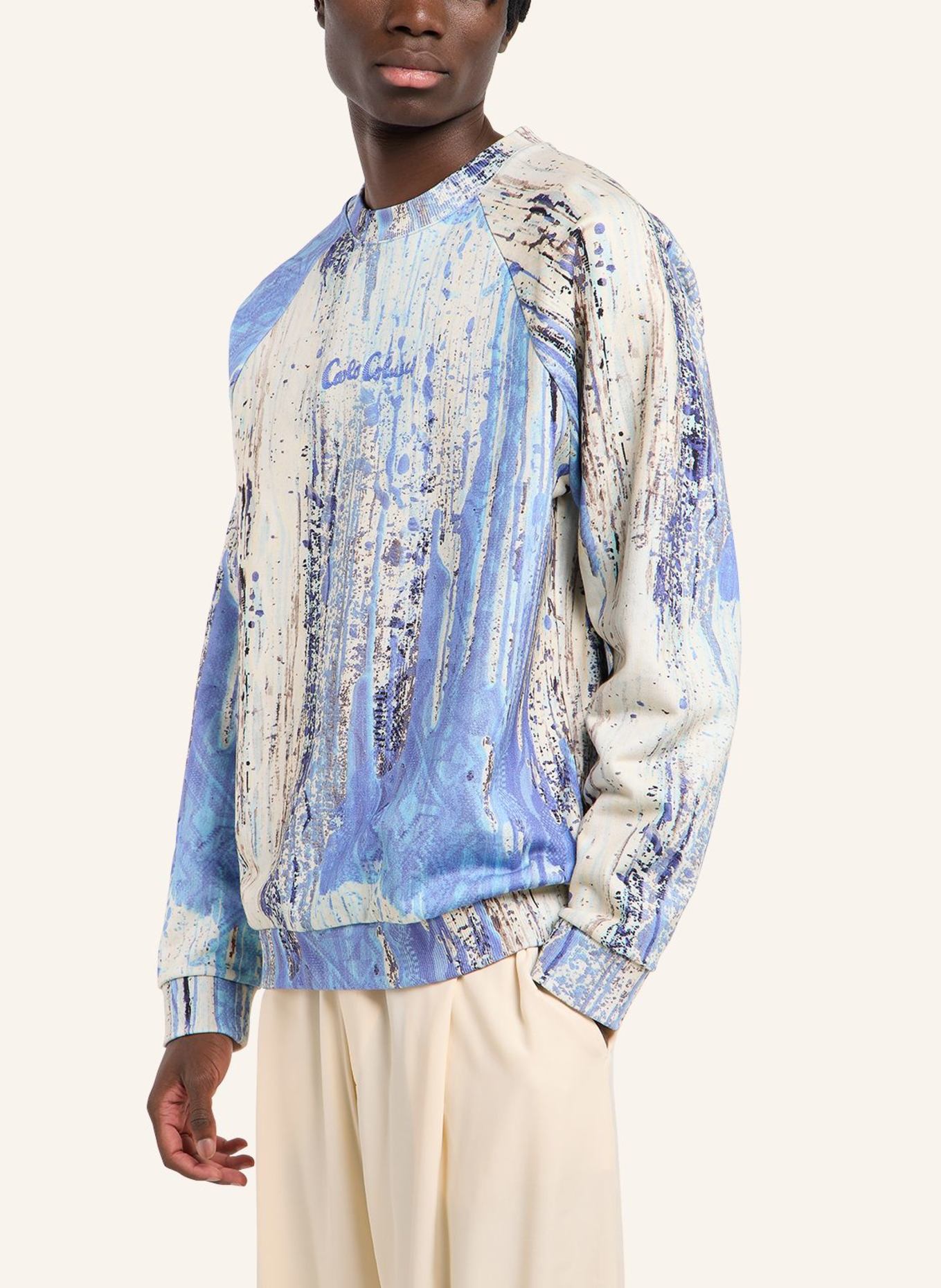 CARLO COLUCCI Sweatshirt - AI DRIP KNIT FAUSTER: WEISS