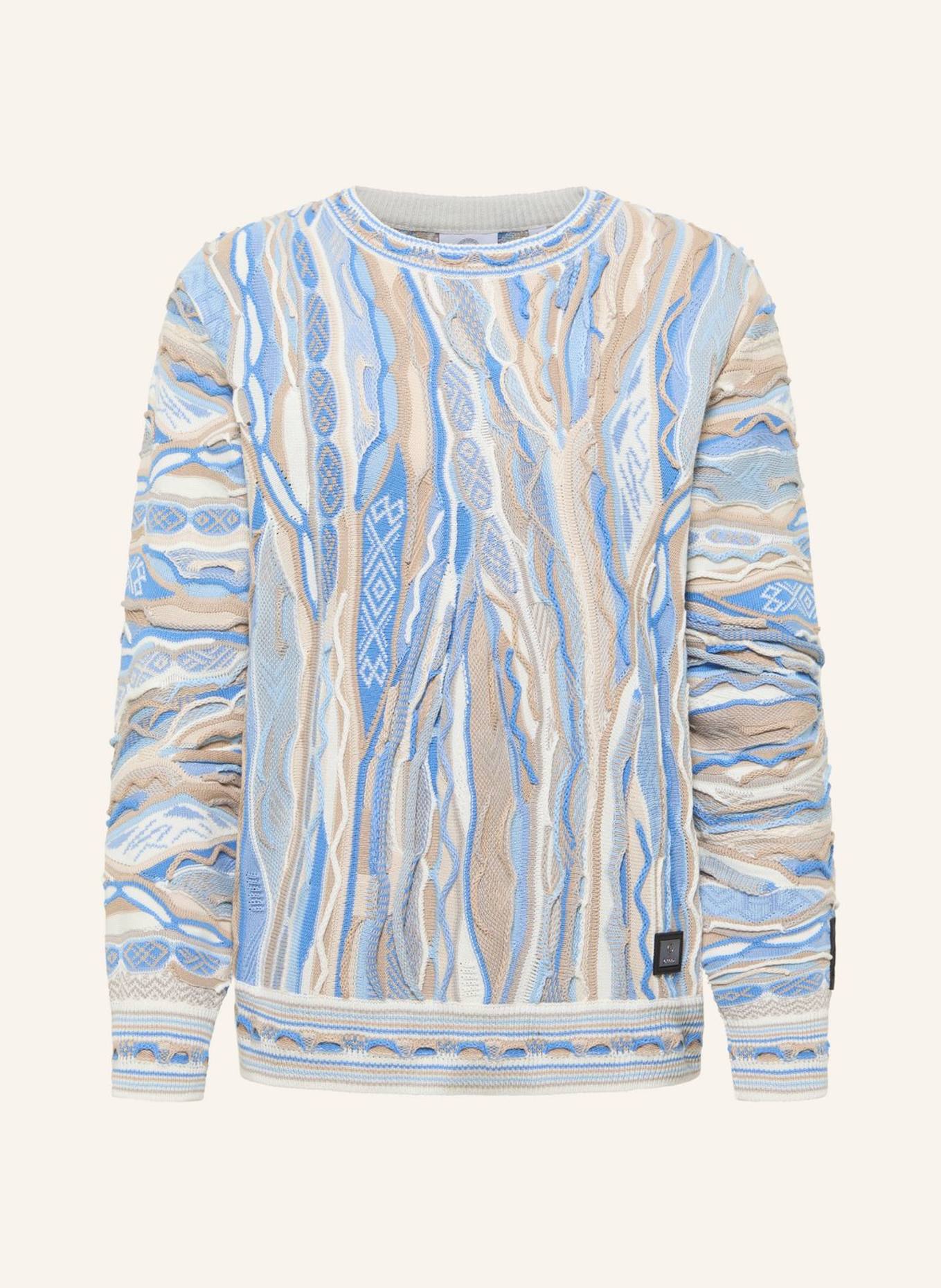 CARLO COLUCCI Jacquard Strickpullover FANTI: HELLBLAU