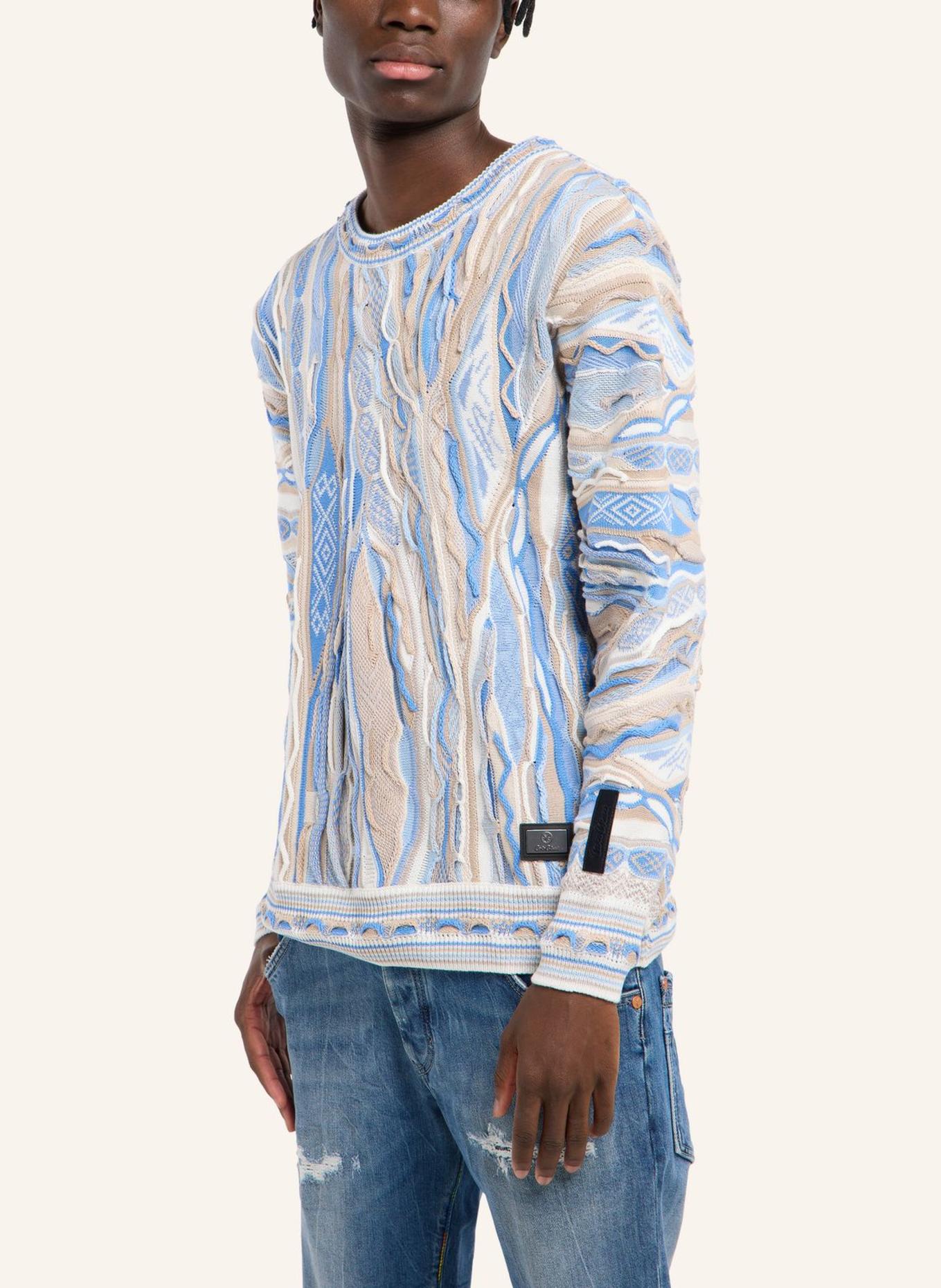 CARLO COLUCCI Jacquard Strickpullover FANTI: HELLBLAU