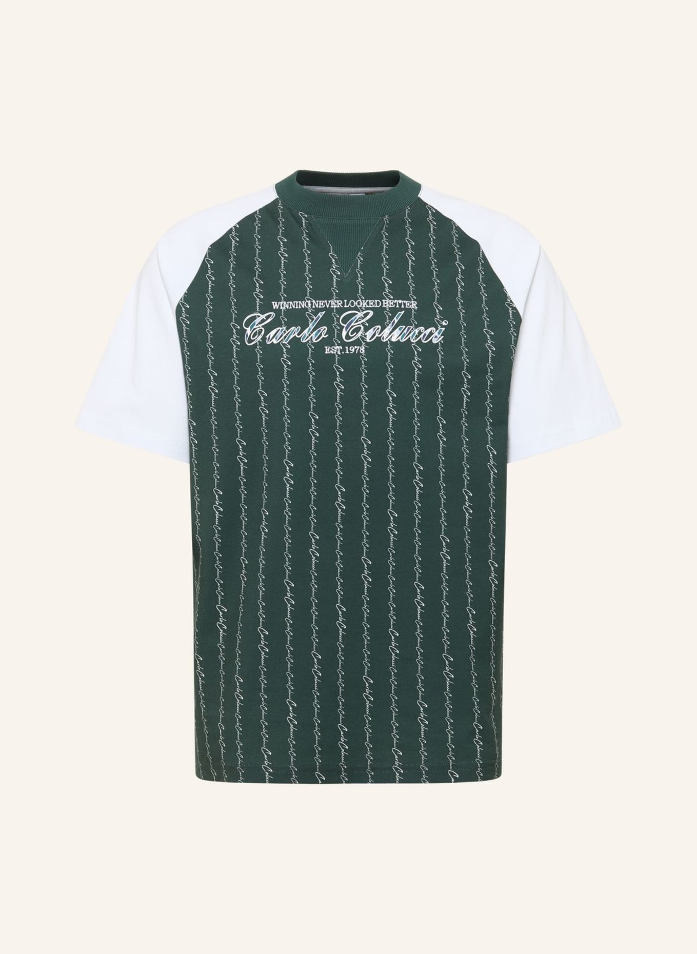 CARLO COLUCCI T-Shirt - MATCH POINT FARA: GRÜN/ WEISS