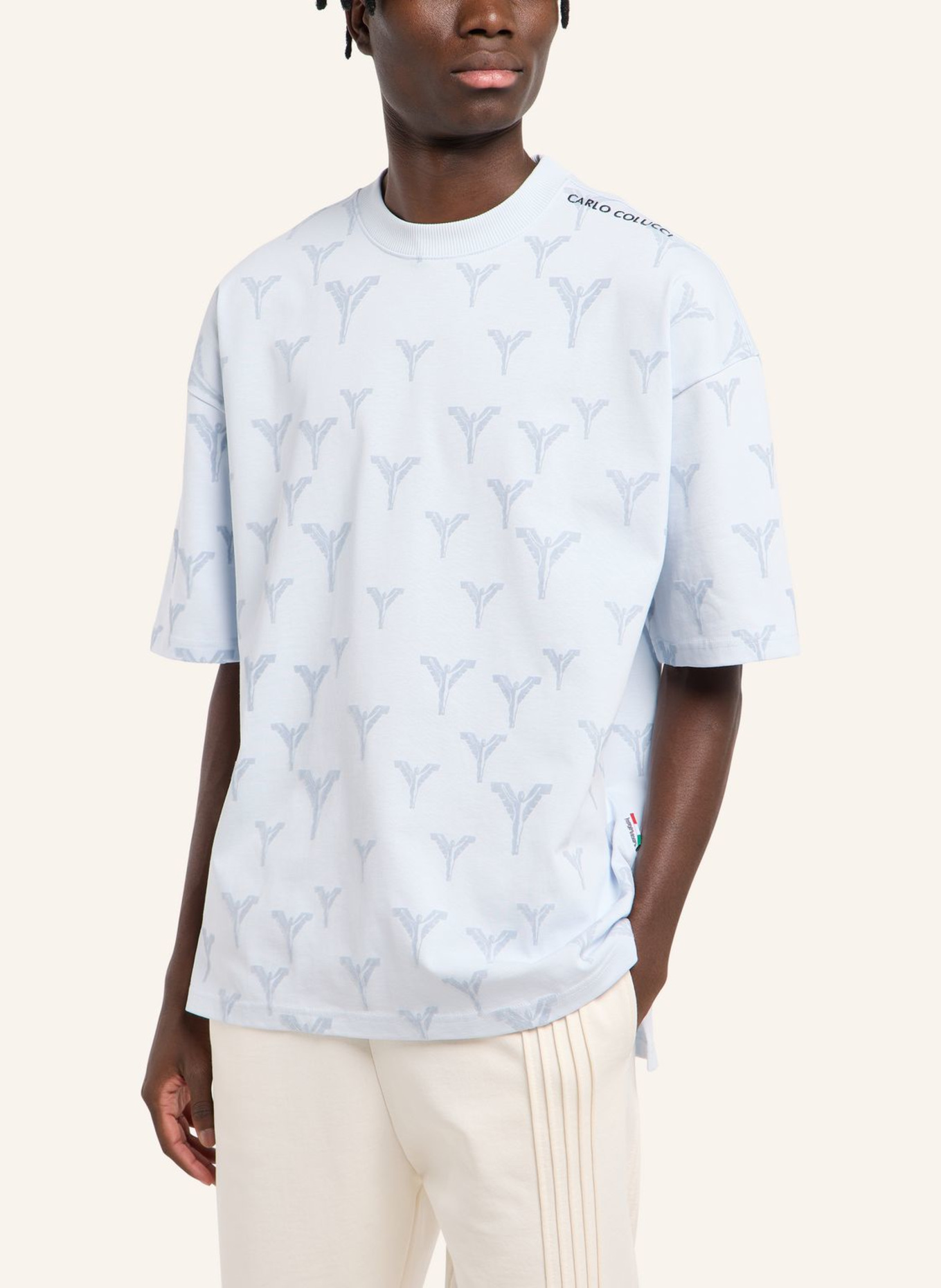 CARLO COLUCCI Logo T-Shirt - CLEAN CAPSULE FASAN: HELLBLAU
