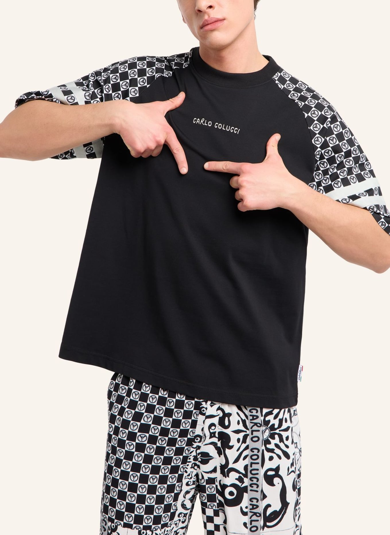 CARLO COLUCCI Oversize T-Shirt - Mosaic Legacy FEDERZONI: SCHWARZ