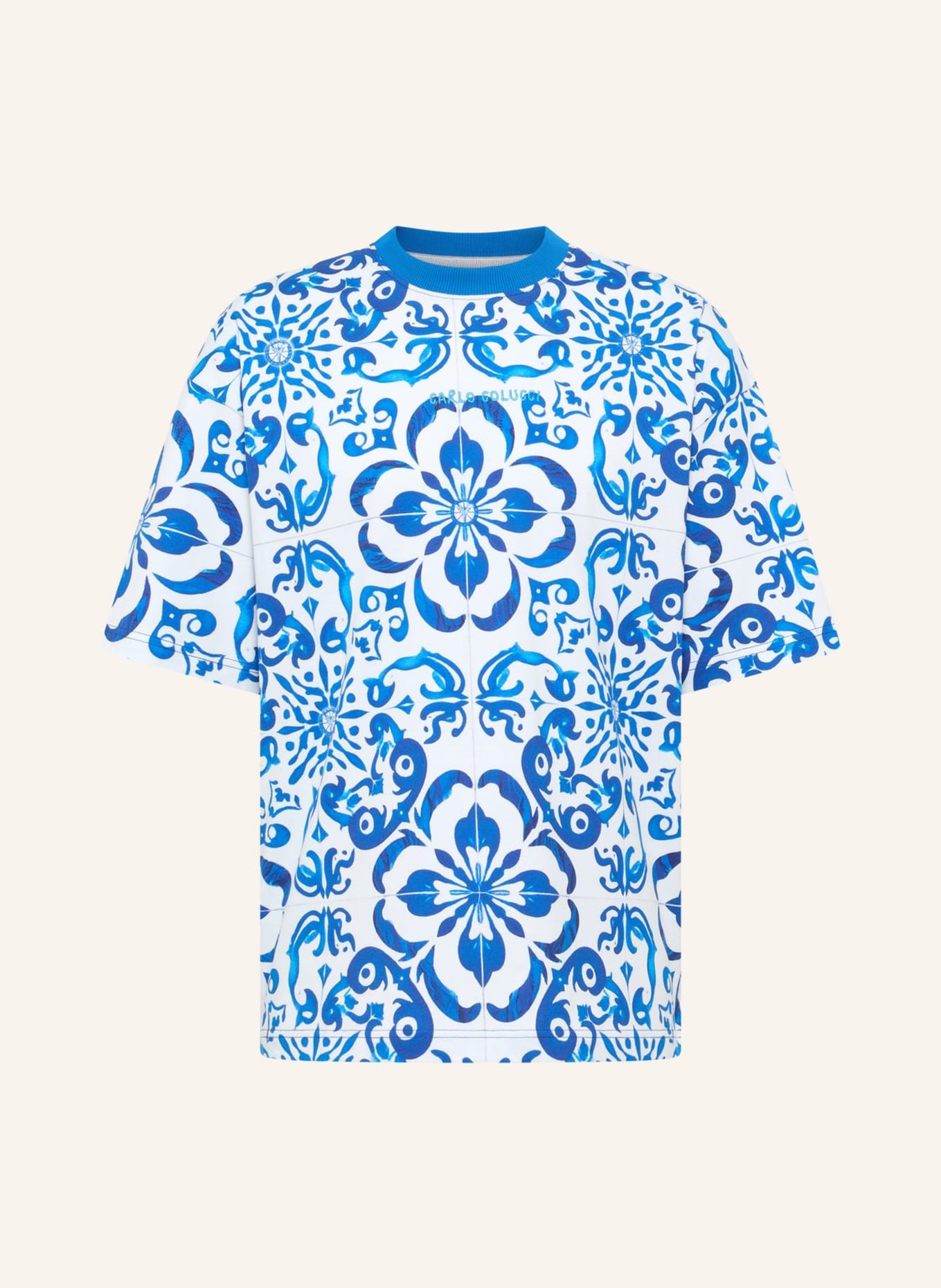 CARLO COLUCCI Oversize T-Shirt - Mosaic Legacy FEDI: DUNKELBLAU