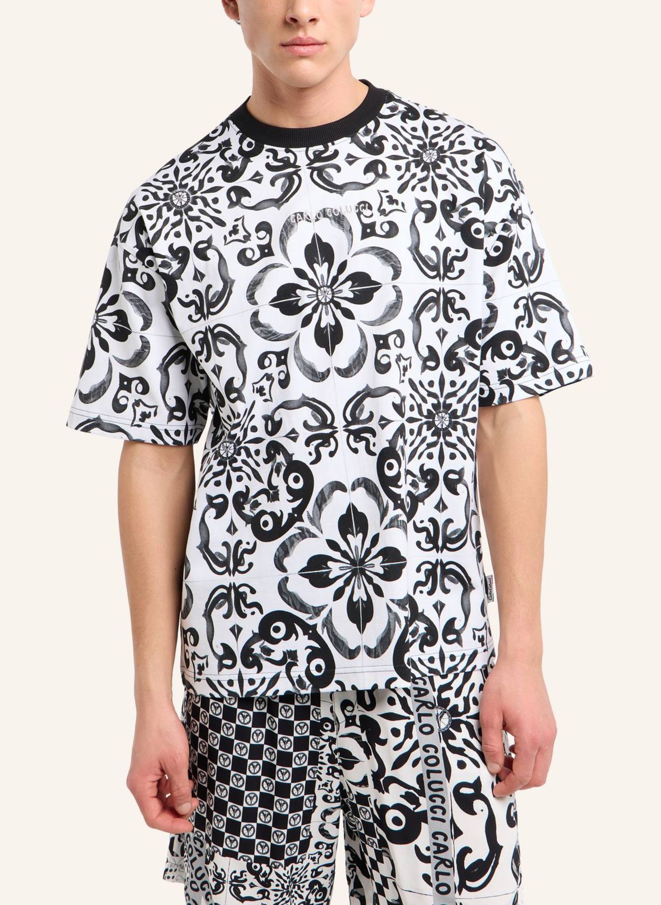 CARLO COLUCCI Oversize T-Shirt - Mosaic Legacy FEDI: SCHWARZ