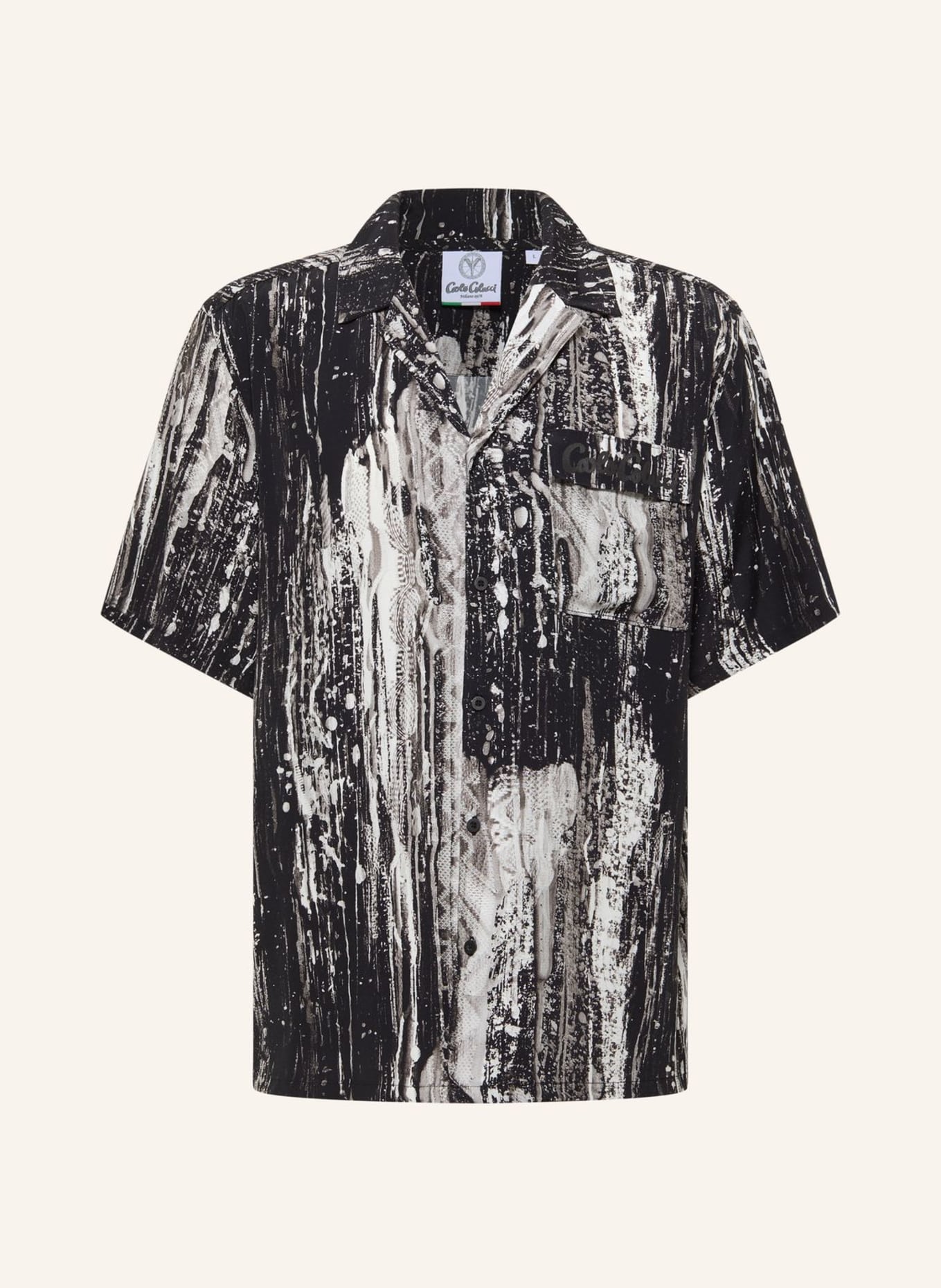 CARLO COLUCCI Bedrucktes Hemd - AI DRIP KNIT FASOLI: SCHWARZ