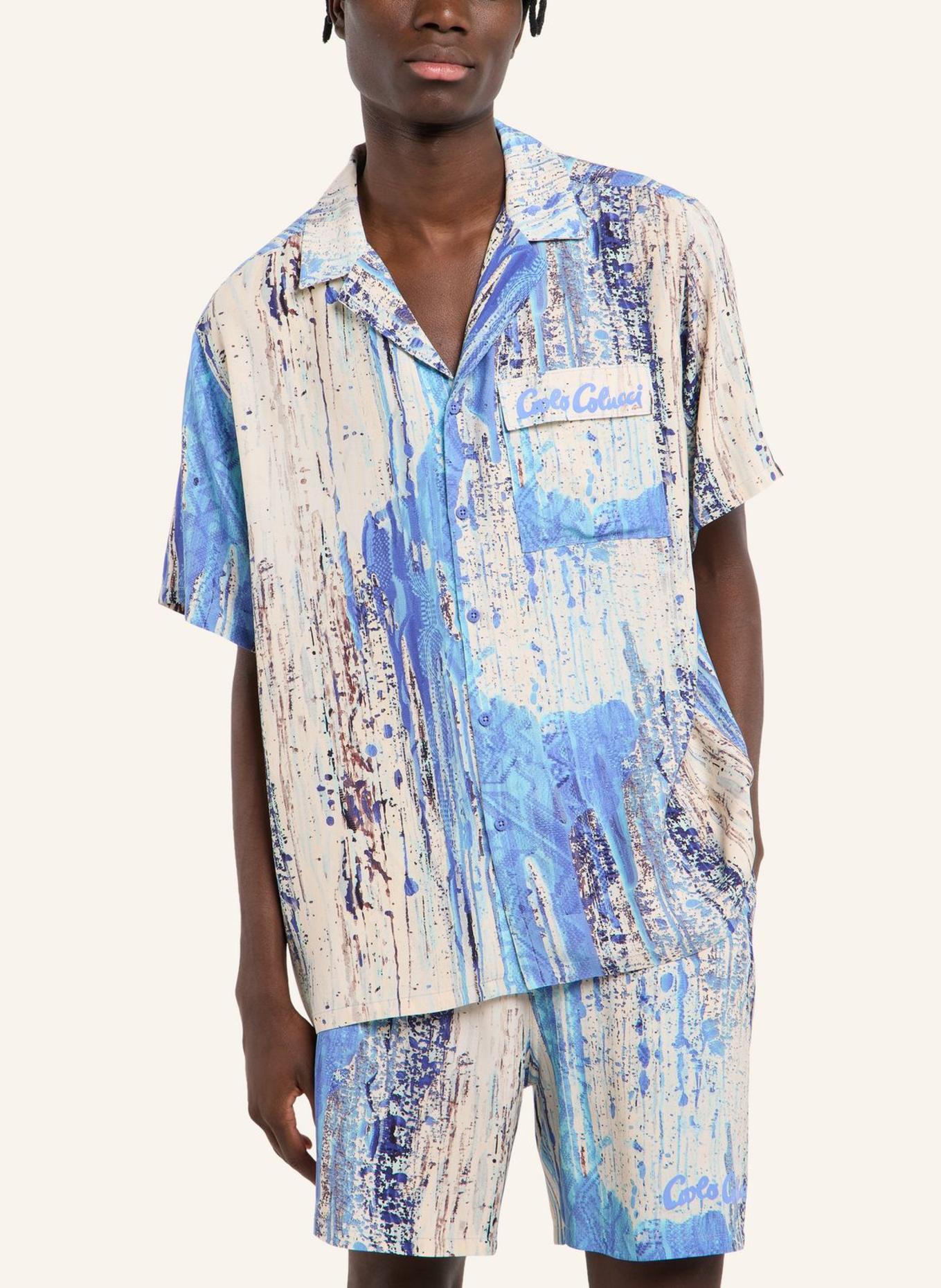 CARLO COLUCCI Bedrucktes Hemd - AI DRIP KNIT FASOLI: WEISS