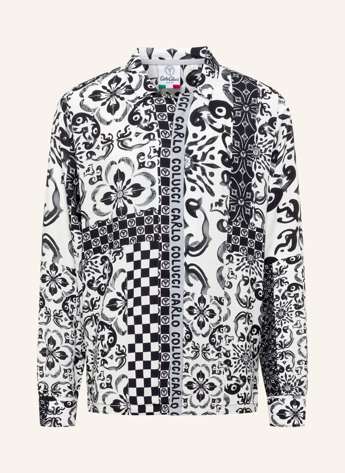 CARLO COLUCCI Oversize Hemd - Mosaic Legacy FEDRIGO: SCHWARZ
