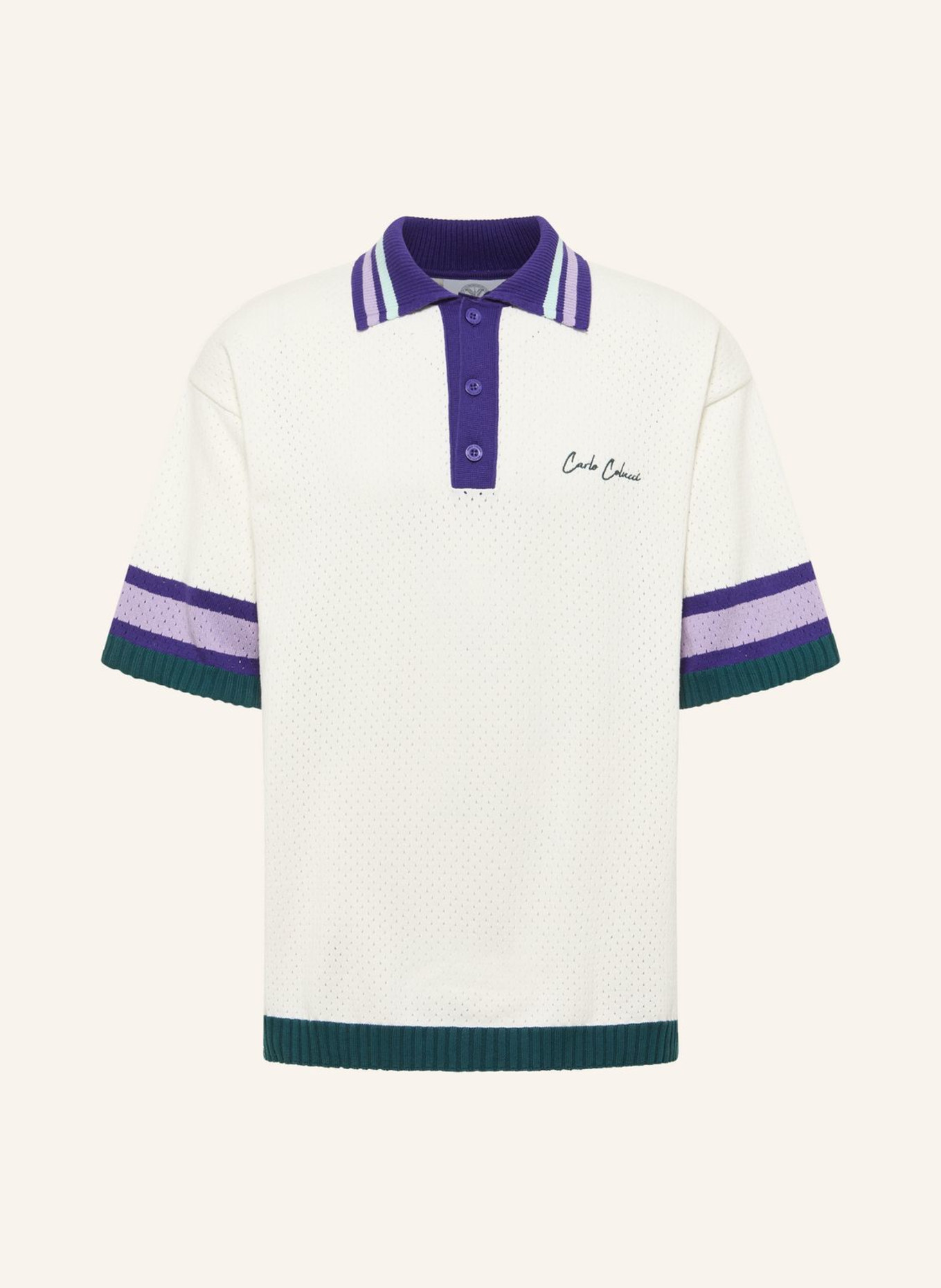 CARLO COLUCCI Mesh Poloshirt - MATCH POINT FAULHABER: WEISS