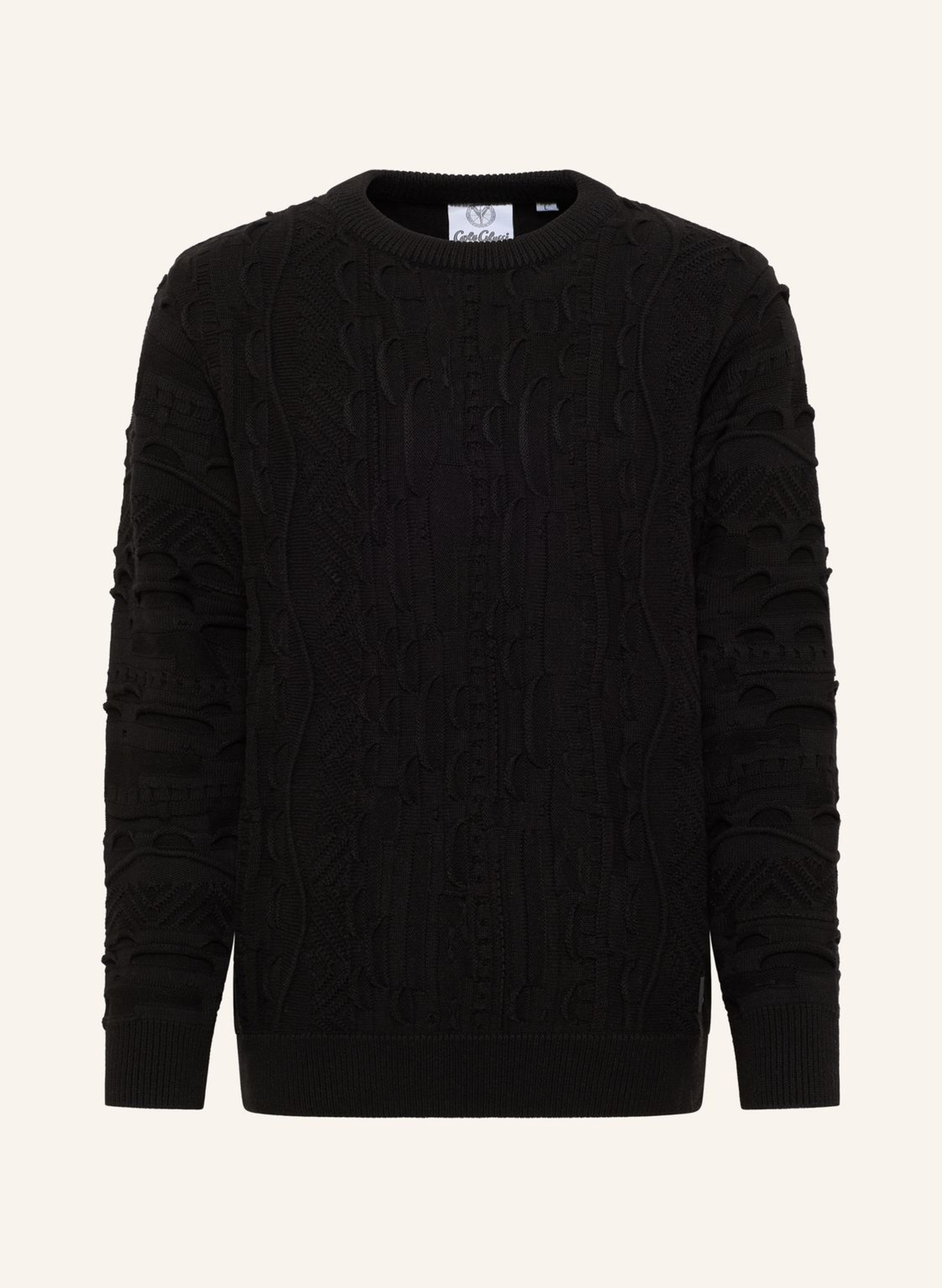 CARLO COLUCCI Unifarbener Strickpullover ESPOSINI: SCHWARZ