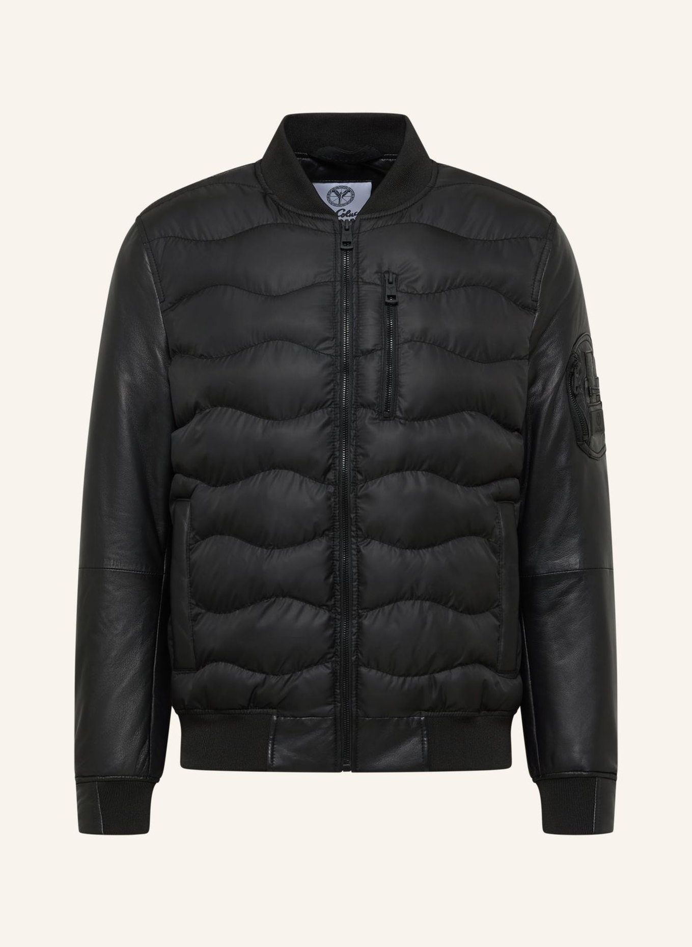 CARLO COLUCCI Herren Nylon Lederjacke FELLER: SCHWARZ