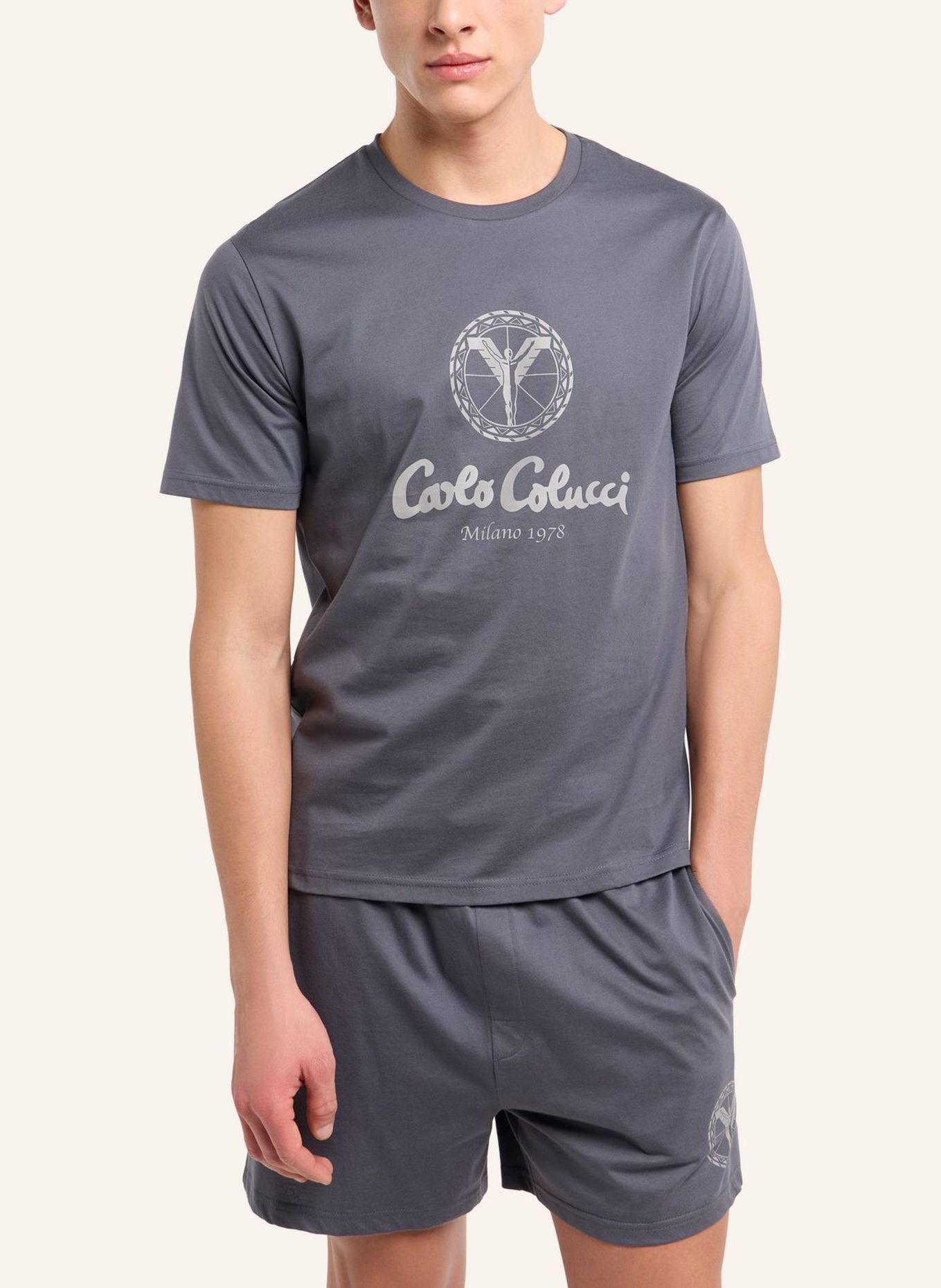 CARLO COLUCCI Herren Shorty Pyjama Set FERREMI: GRAU