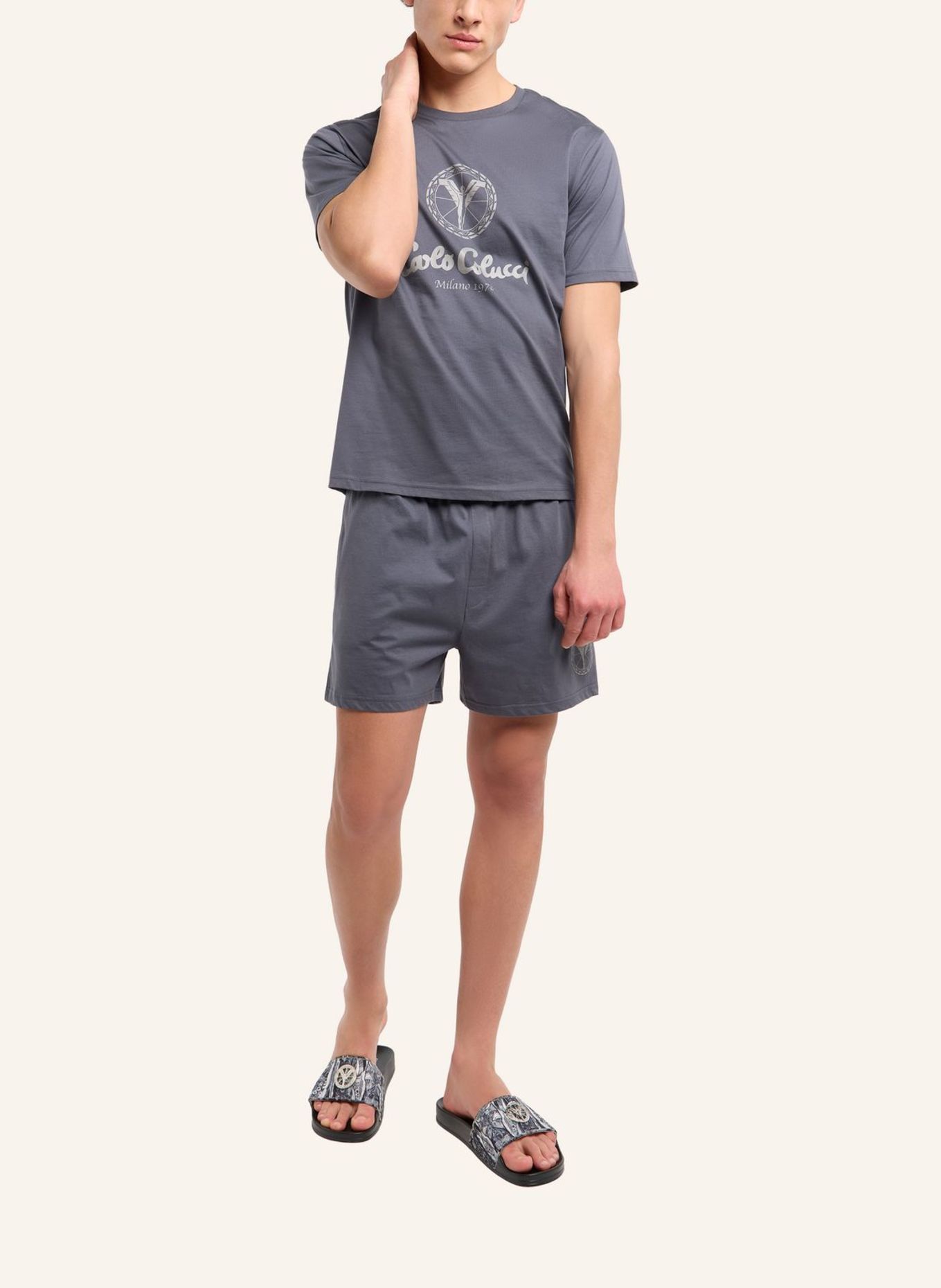 CARLO COLUCCI Herren Shorty Pyjama Set FERREMI: GRAU