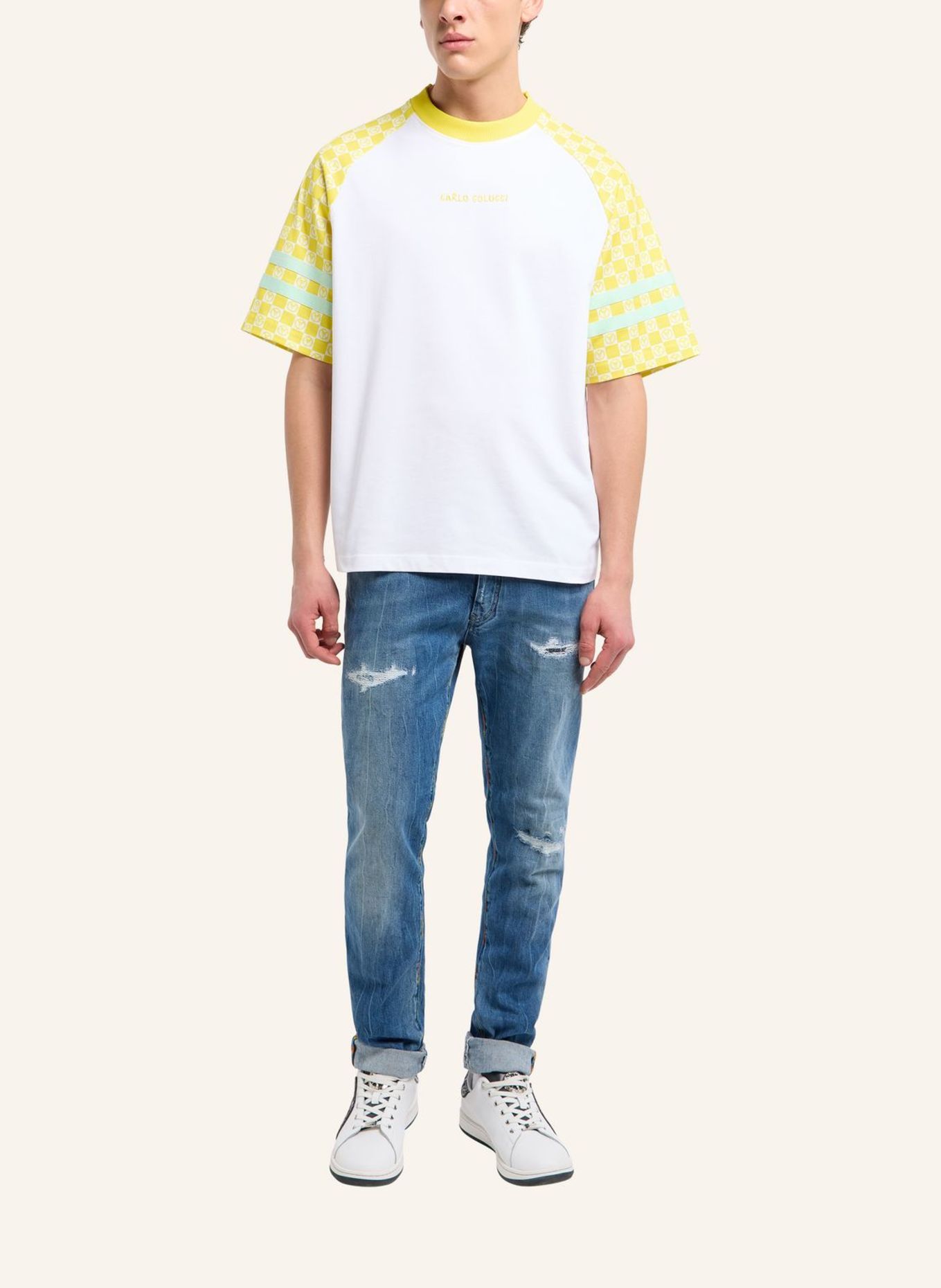 CARLO COLUCCI Oversize T-Shirt - Mosaic Legacy FEDERZONI: WEISS