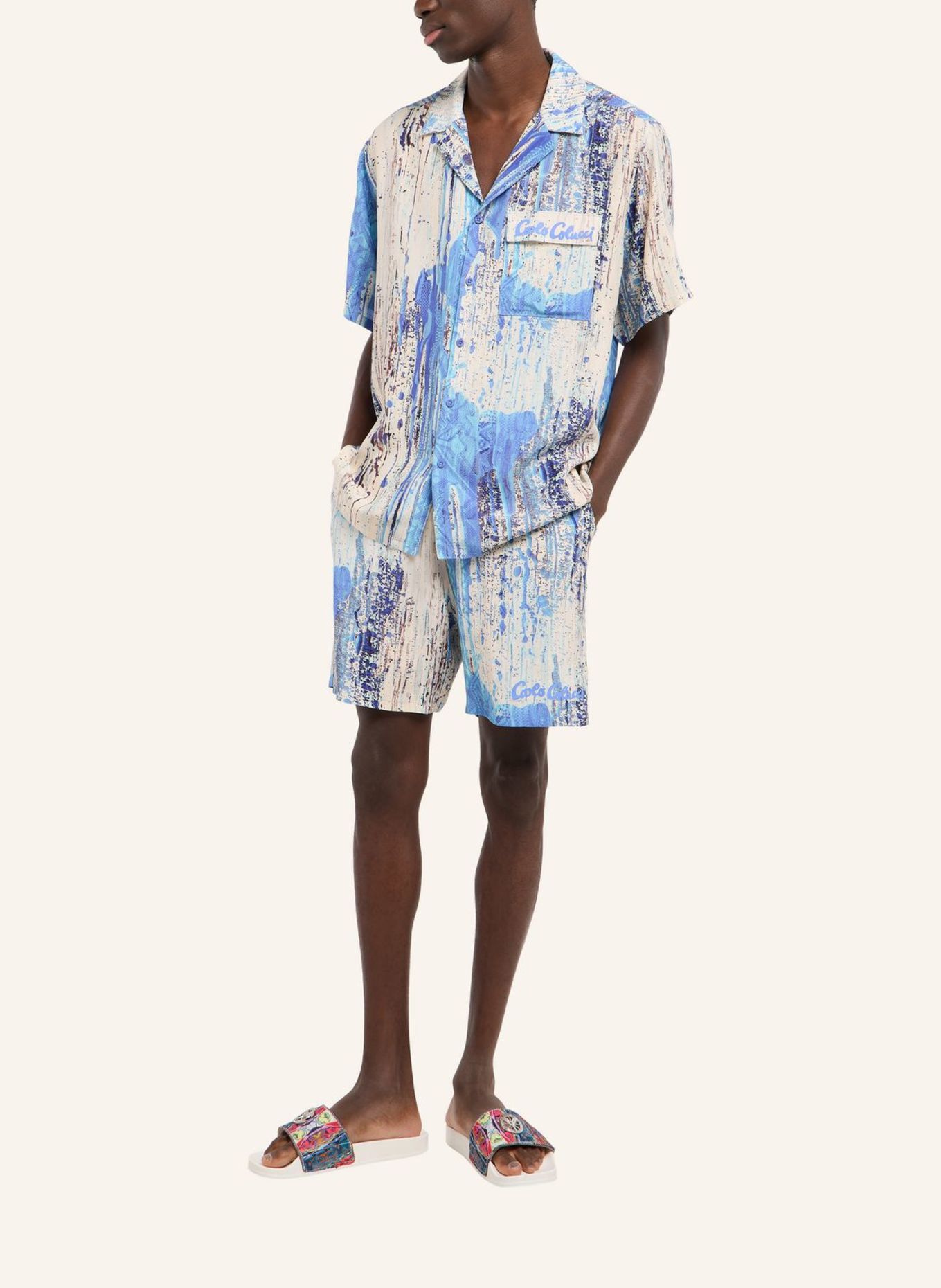CARLO COLUCCI Bedrucktes Hemd - AI DRIP KNIT FASOLI: WEISS