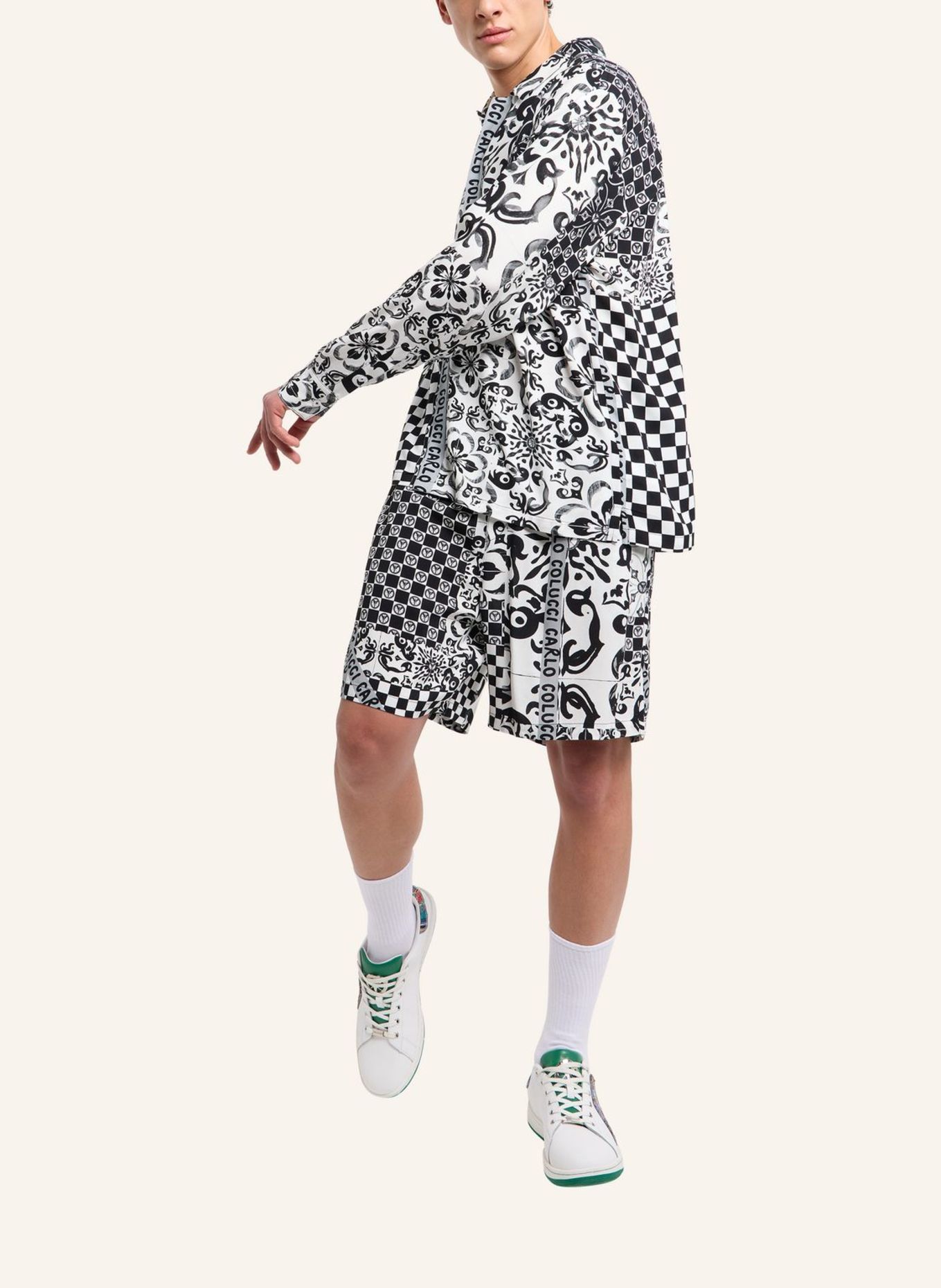CARLO COLUCCI Oversize Hemd - Mosaic Legacy FEDRIGO: SCHWARZ