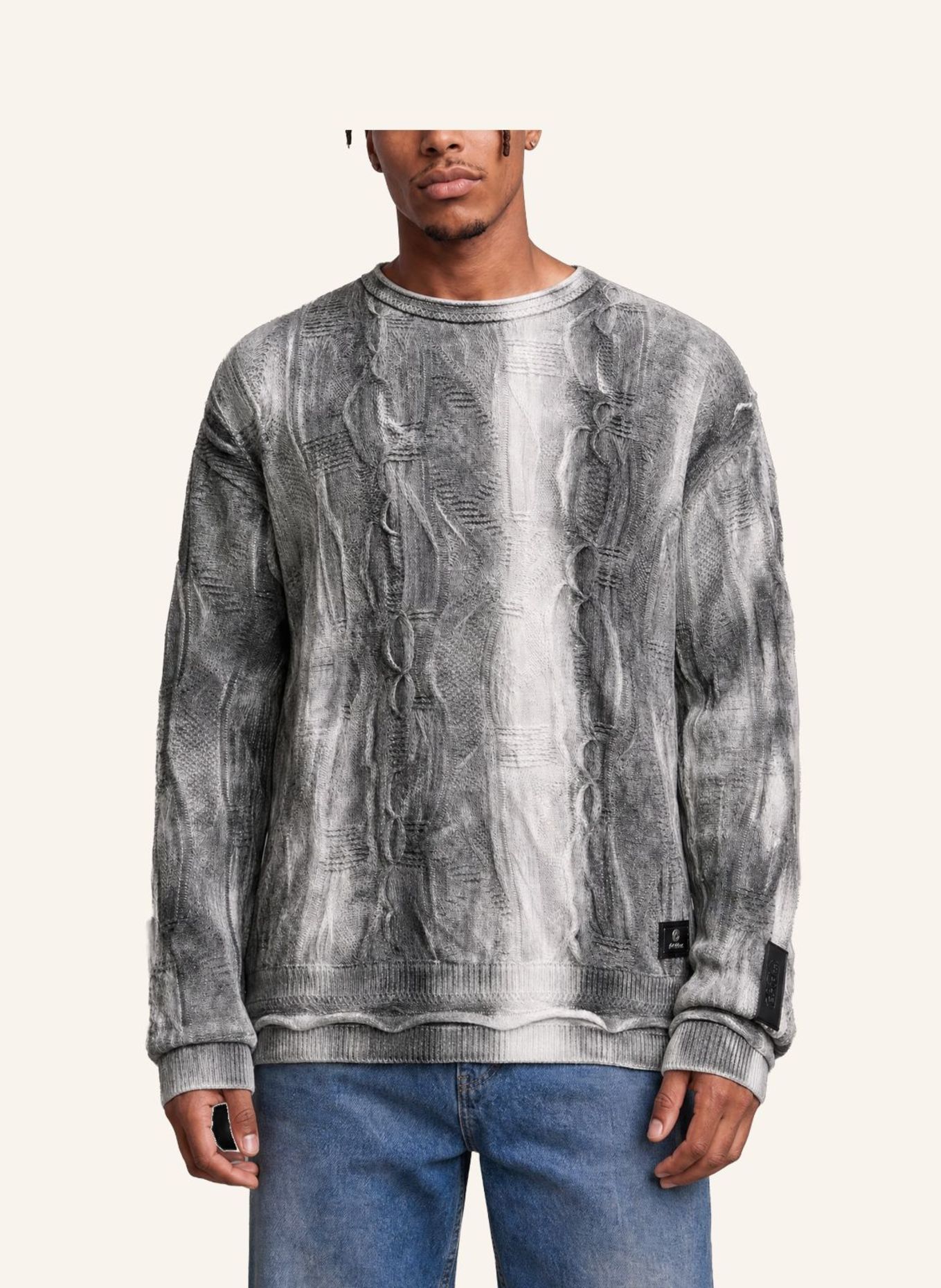 CARLO COLUCCI 3D-Knit Pullover - Liquid Stitches FIORITTO: SCHWARZ
