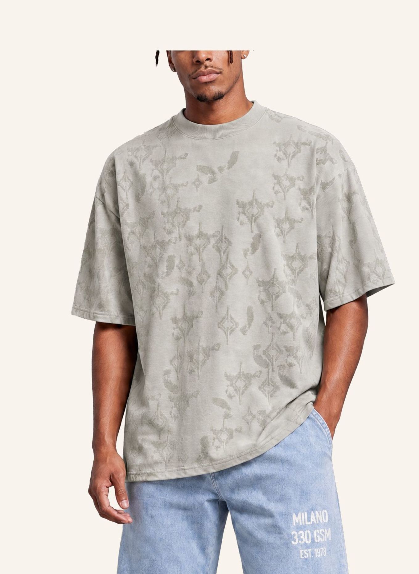 CARLO COLUCCI Allover Print T-Shirt - Soft Impact FIOROT: BEIGE