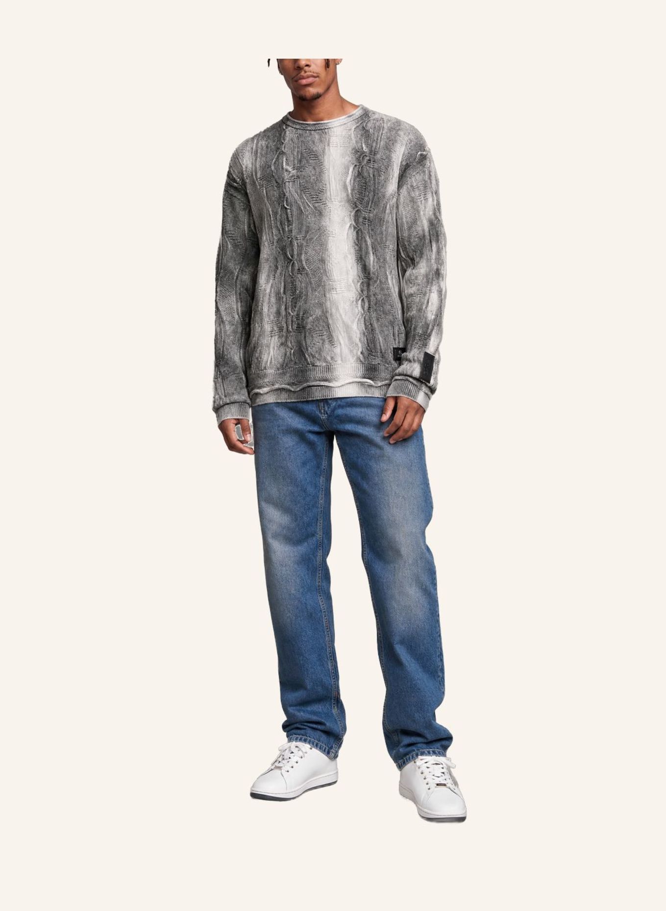 CARLO COLUCCI 3D-Knit Pullover - Liquid Stitches FIORITTO: SCHWARZ