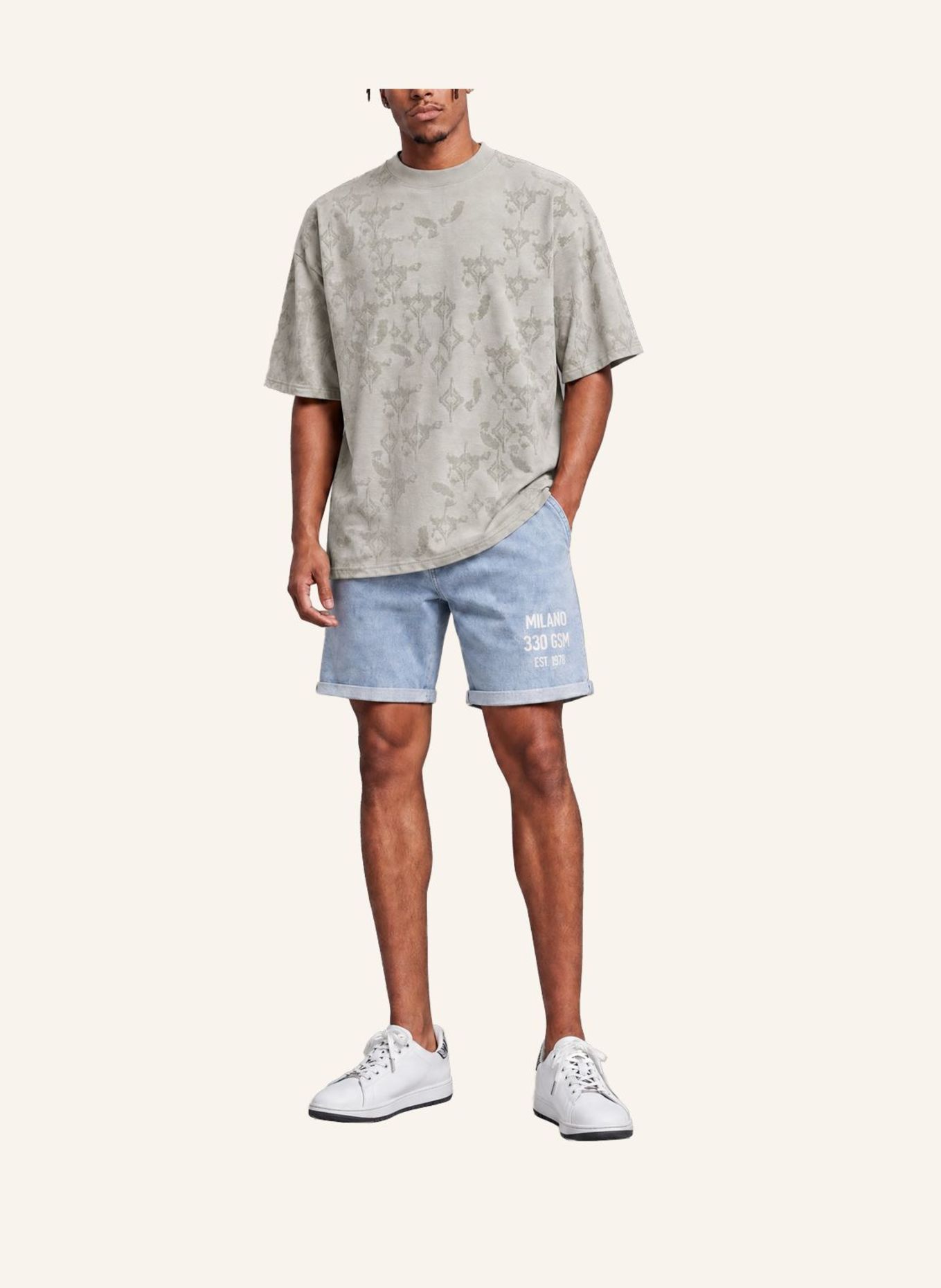 CARLO COLUCCI Allover Print T-Shirt - Soft Impact FIOROT: BEIGE