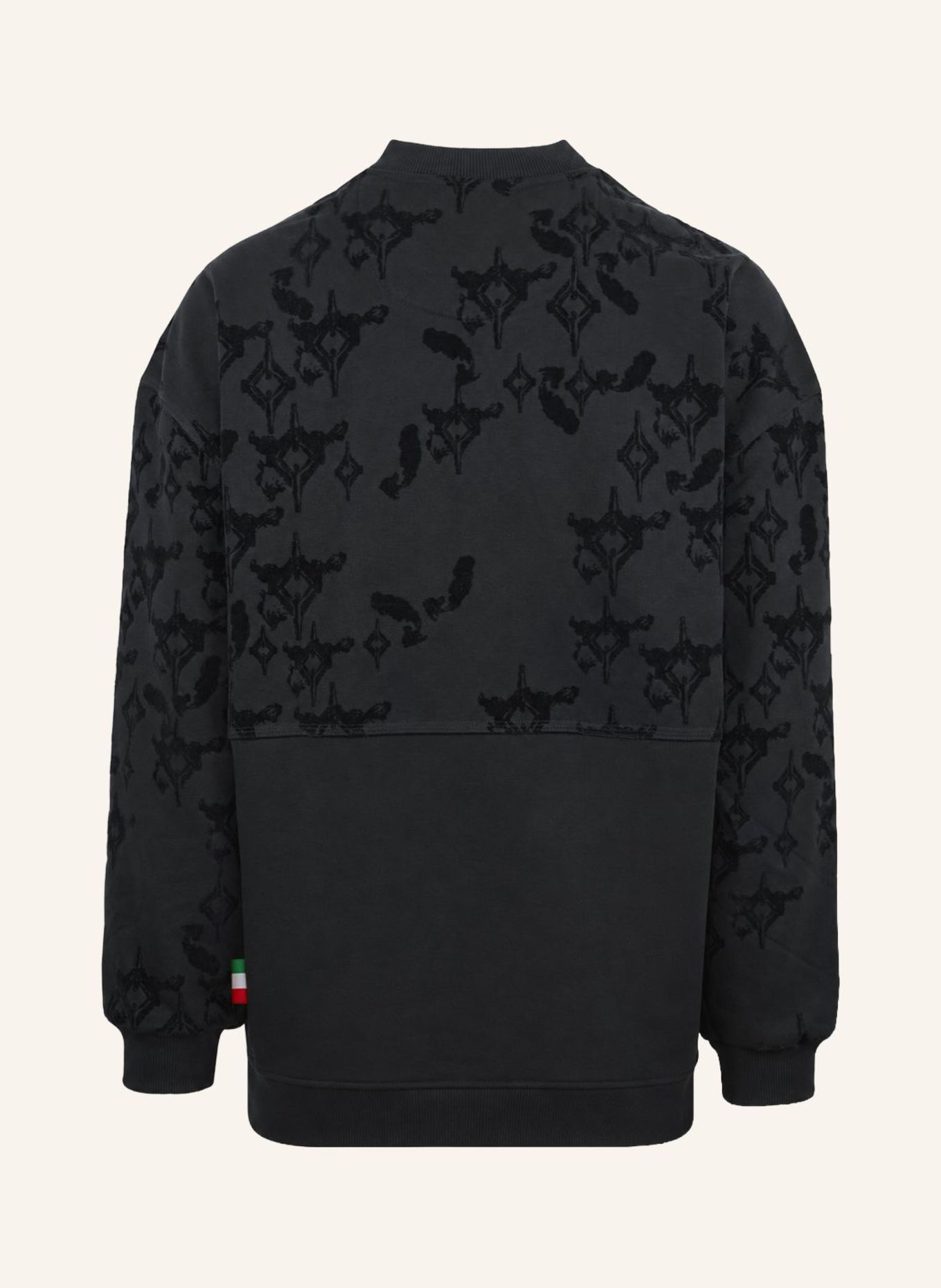 CARLO COLUCCI Oversize Troyer mit Flockprint - Soft Impact FISTILL: SCHWARZ