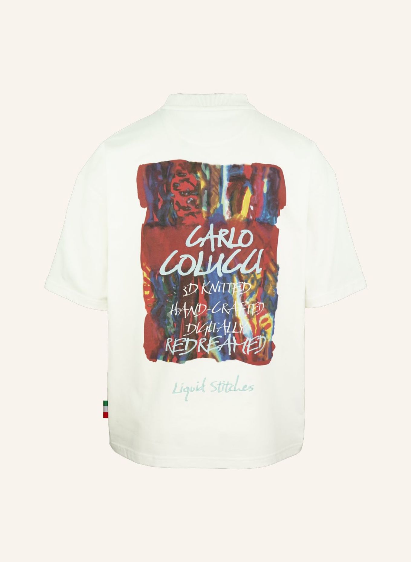 CARLO COLUCCI Backprint T-Shirt - Liquid Stitches FINETTO: WEISS