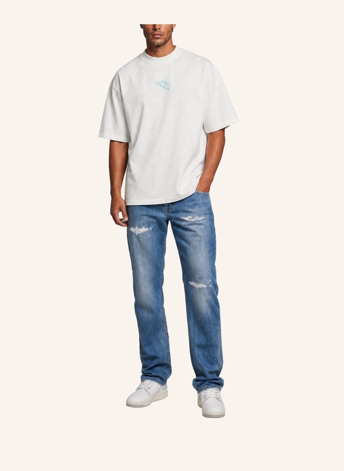 CARLO COLUCCI Backprint T-Shirt - Liquid Stitches FINETTO: WEISS