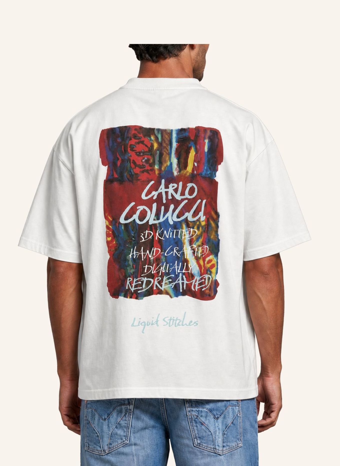 CARLO COLUCCI Backprint T-Shirt - Liquid Stitches FINETTO: WEISS