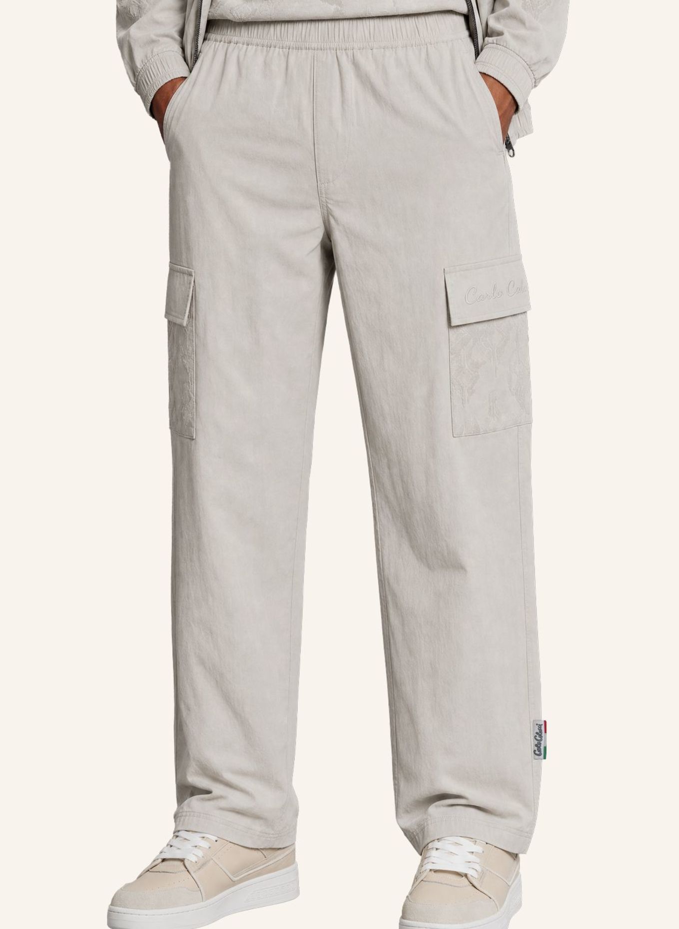 CARLO COLUCCI Flockprint Cargohose - Soft Impact FIPINGER: BEIGE