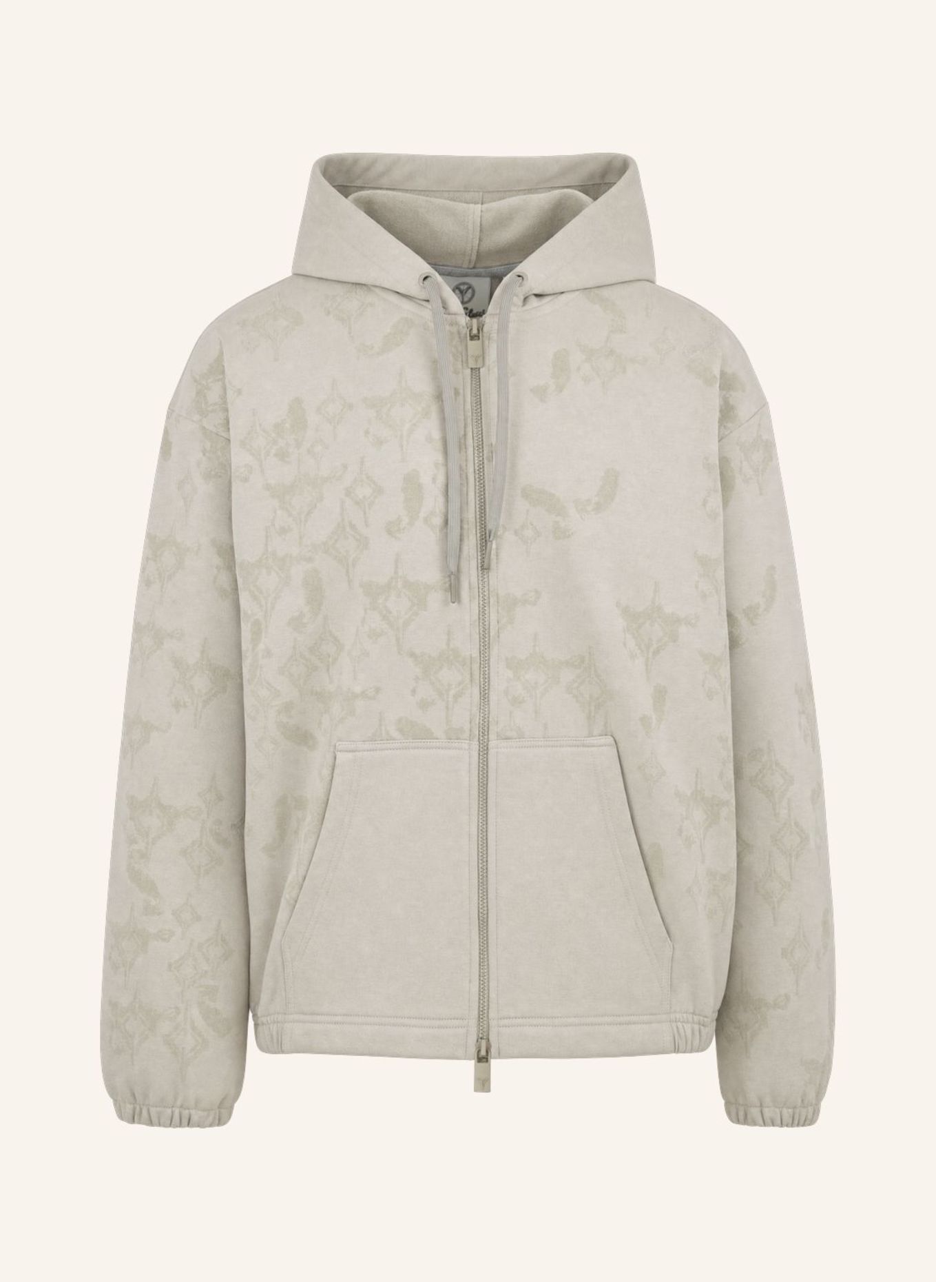CARLO COLUCCI Kapuzensweatjacke mit Flockprint - Soft Impact FLENGER: BEIGE