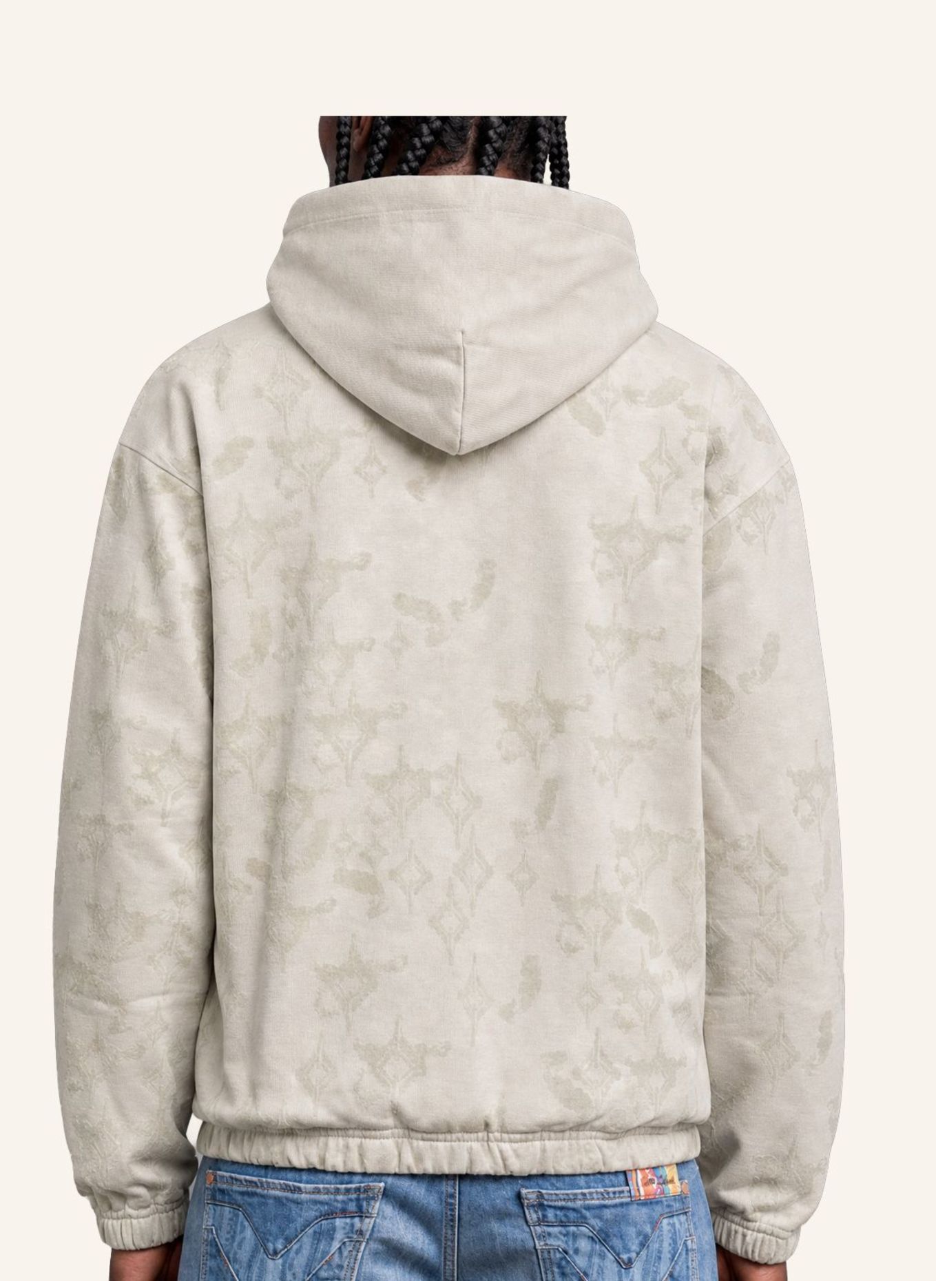 CARLO COLUCCI Kapuzensweatjacke mit Flockprint - Soft Impact FLENGER: BEIGE