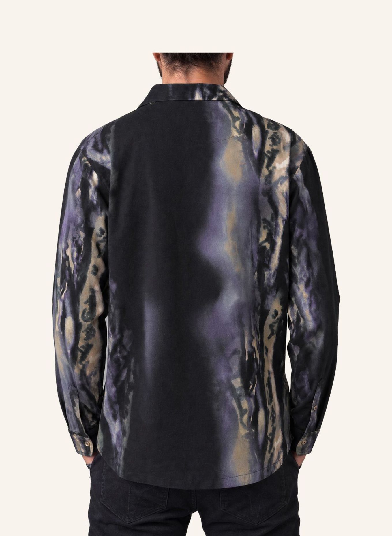 CARLO COLUCCI Oversize Hemd - Liquid Stitches FIORI: SCHWARZ