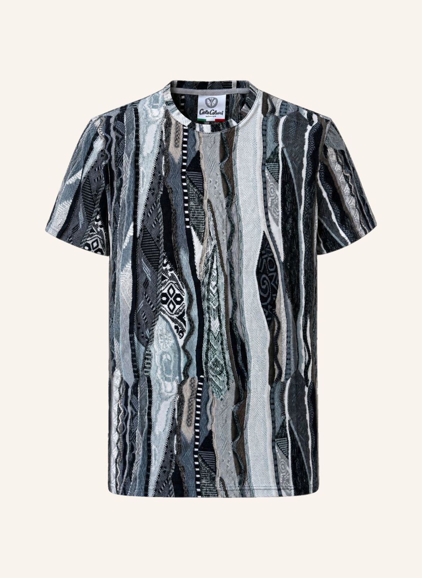 CARLO COLUCCI Knit Print Story T-Shirt FIAIDER: WEISS