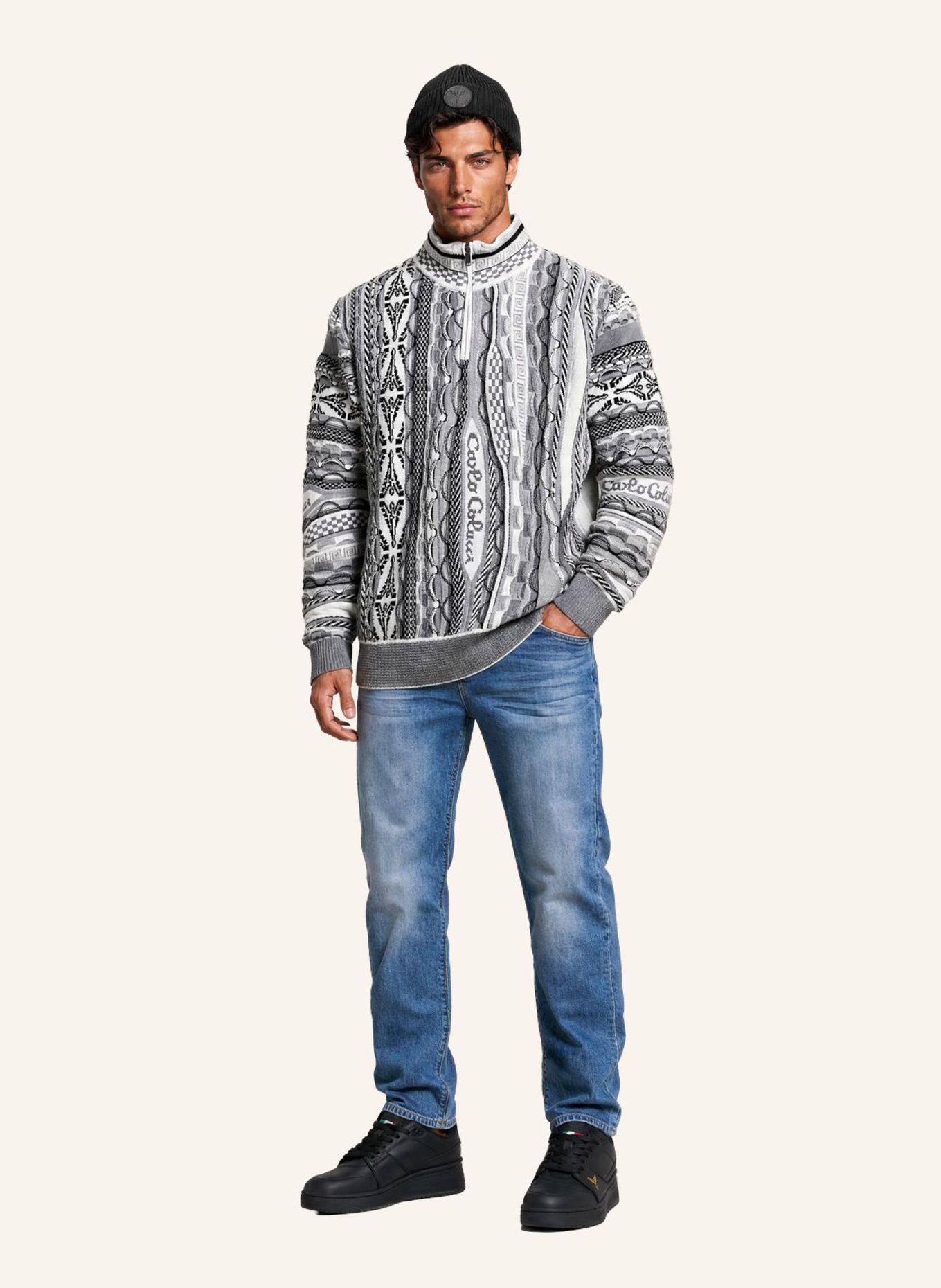 CARLO COLUCCI Stricktroyer - 3D Knit FRIGATO: SCHWARZ / GRAU
