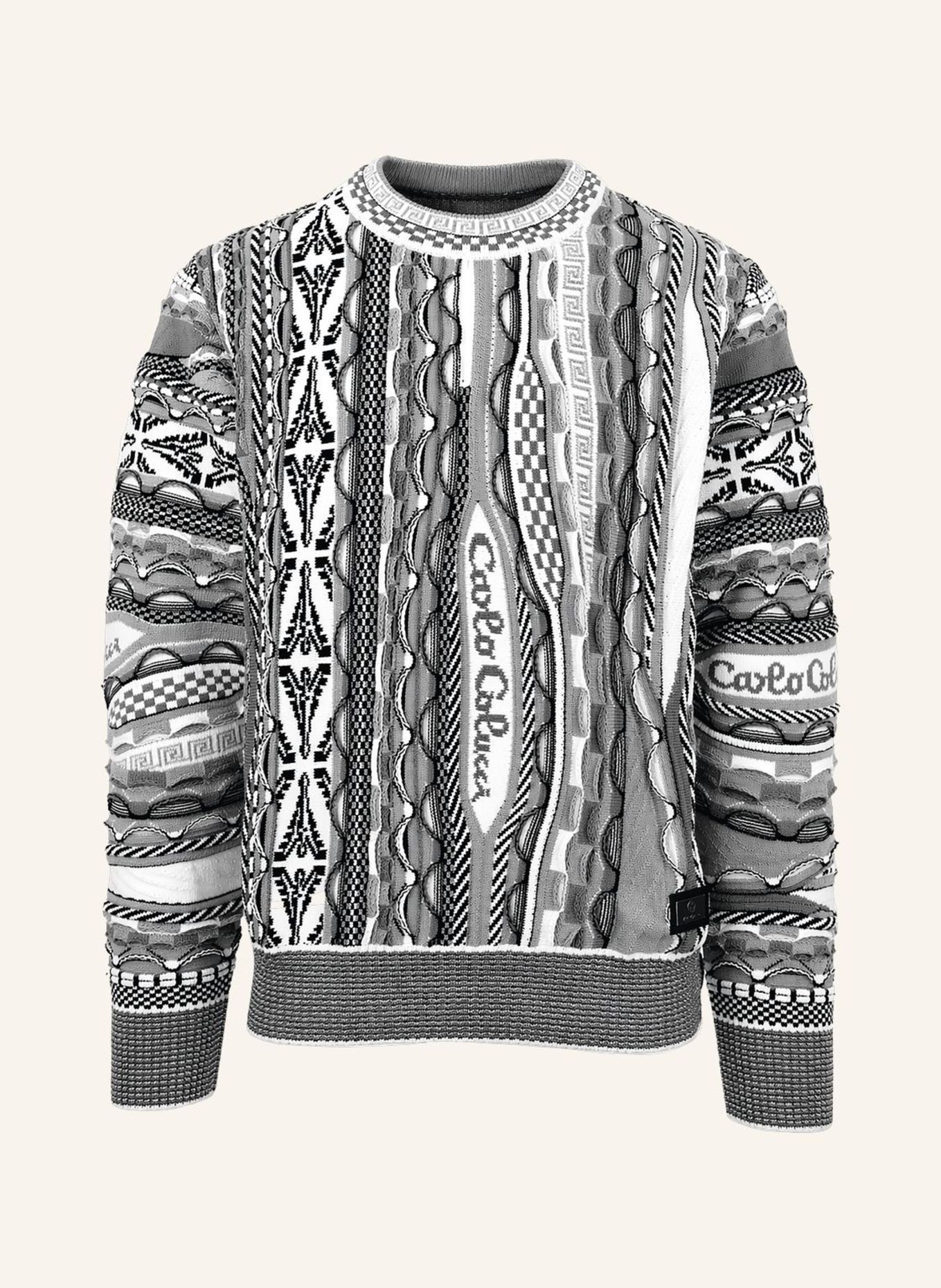 CARLO COLUCCI Strickpullover - 3D Knit FUSCALDO: SCHWARZ / GRAU