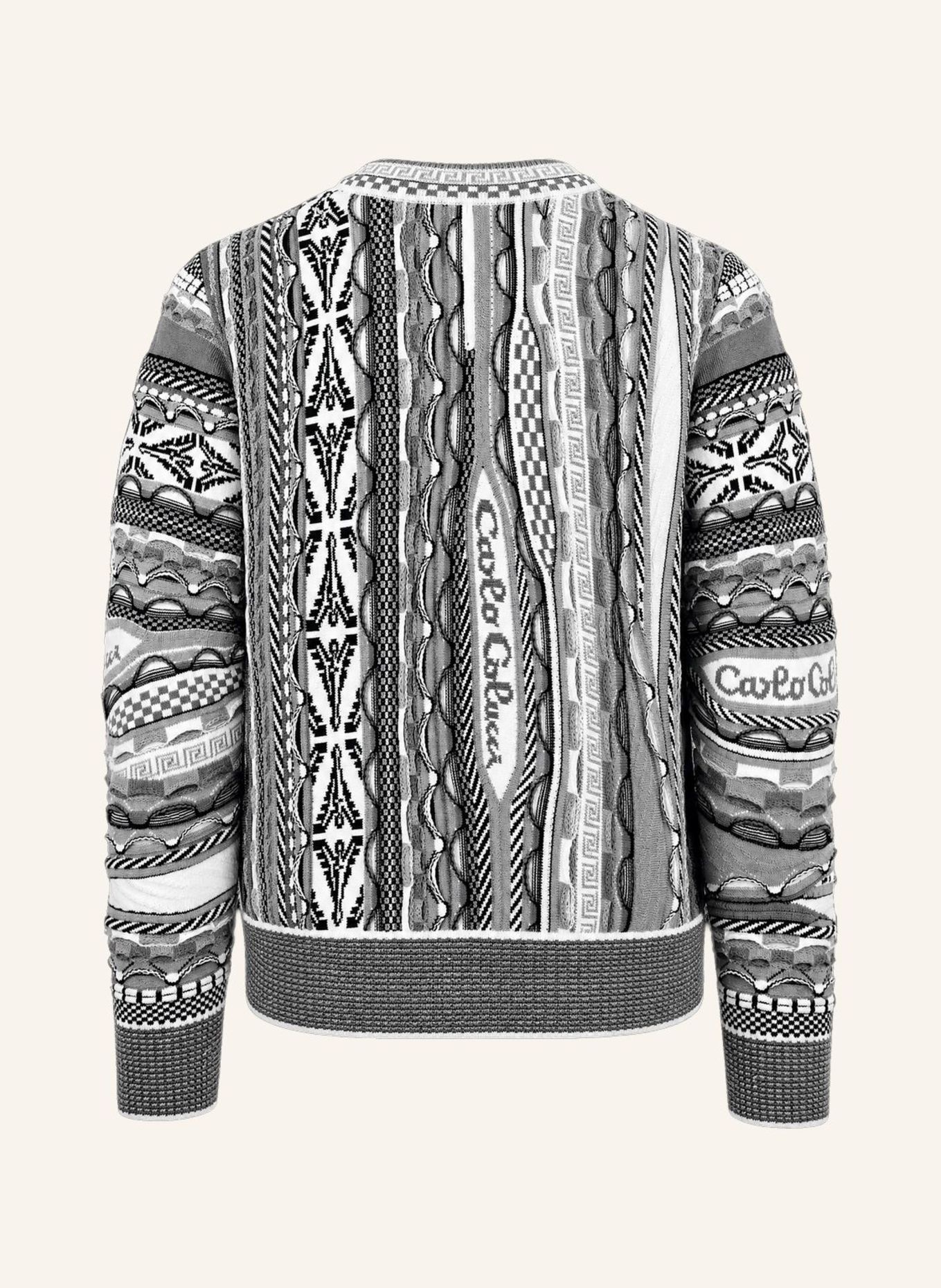 CARLO COLUCCI Strickpullover - 3D Knit FUSCALDO: SCHWARZ / GRAU
