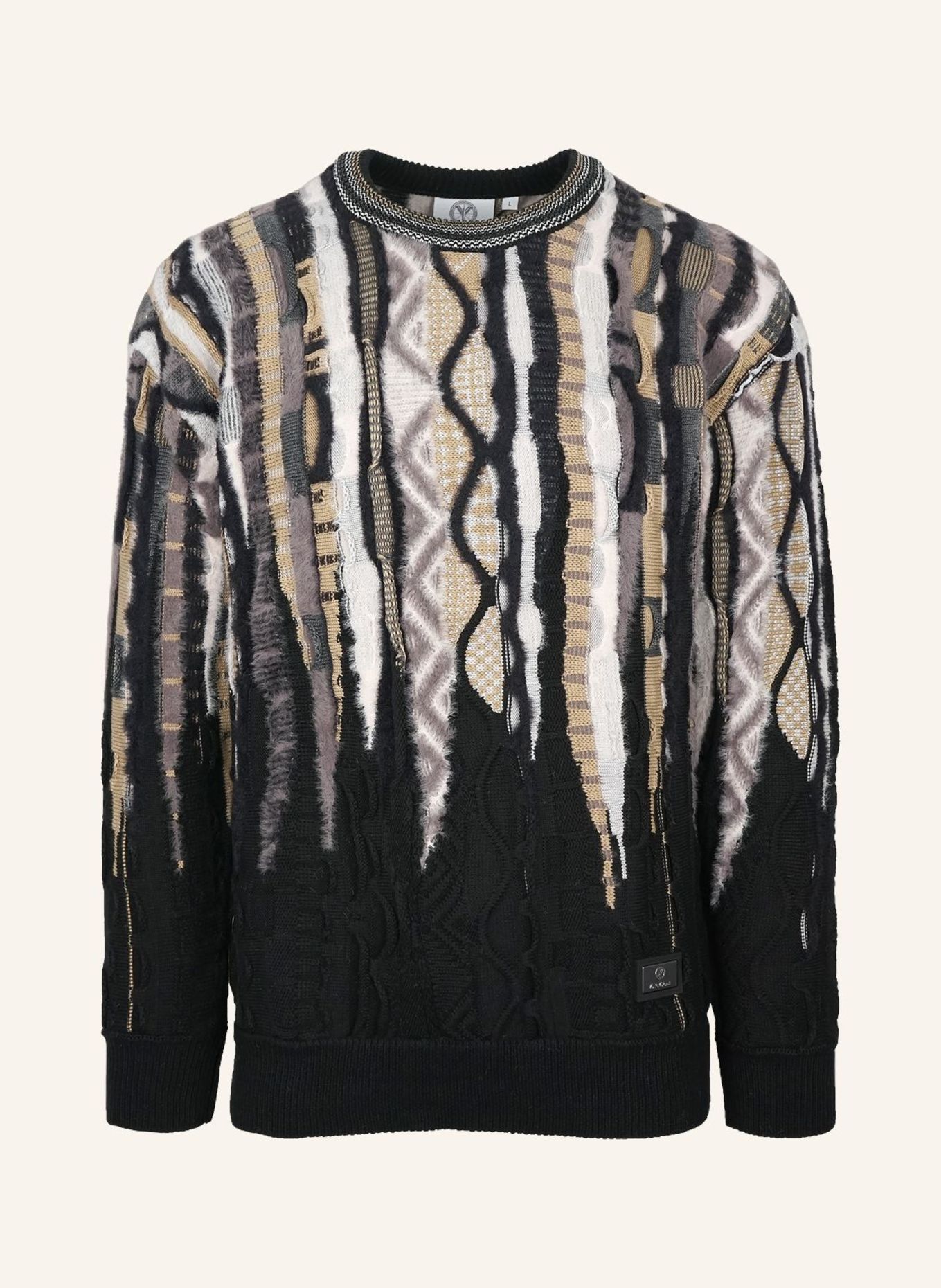 CARLO COLUCCI Oversize Fluffy Pullover - 3D Knit FRIGERI: SCHWARZ