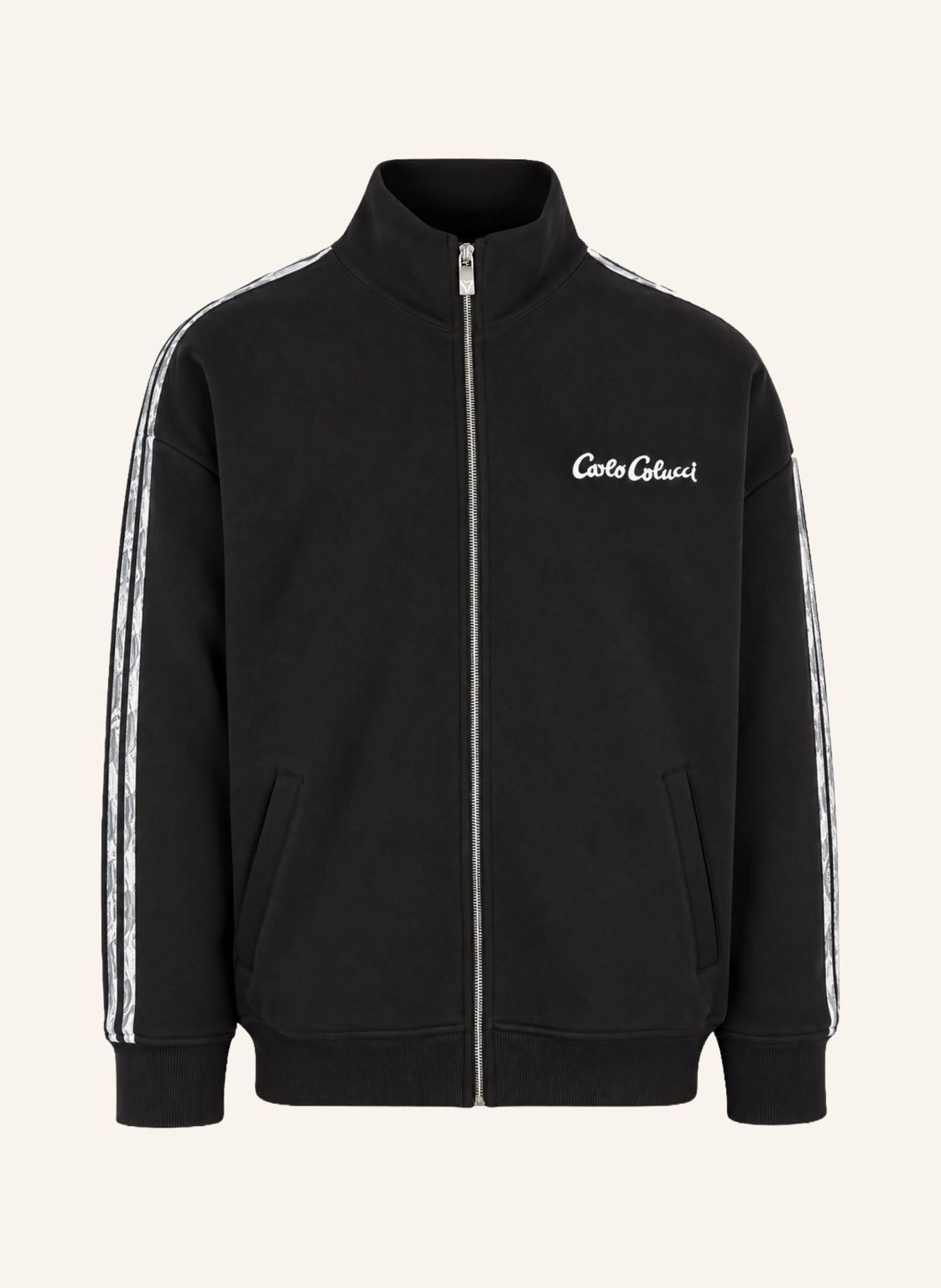 CARLO COLUCCI Sweatjacke - Stripe Club FOSCARO: SCHWARZ