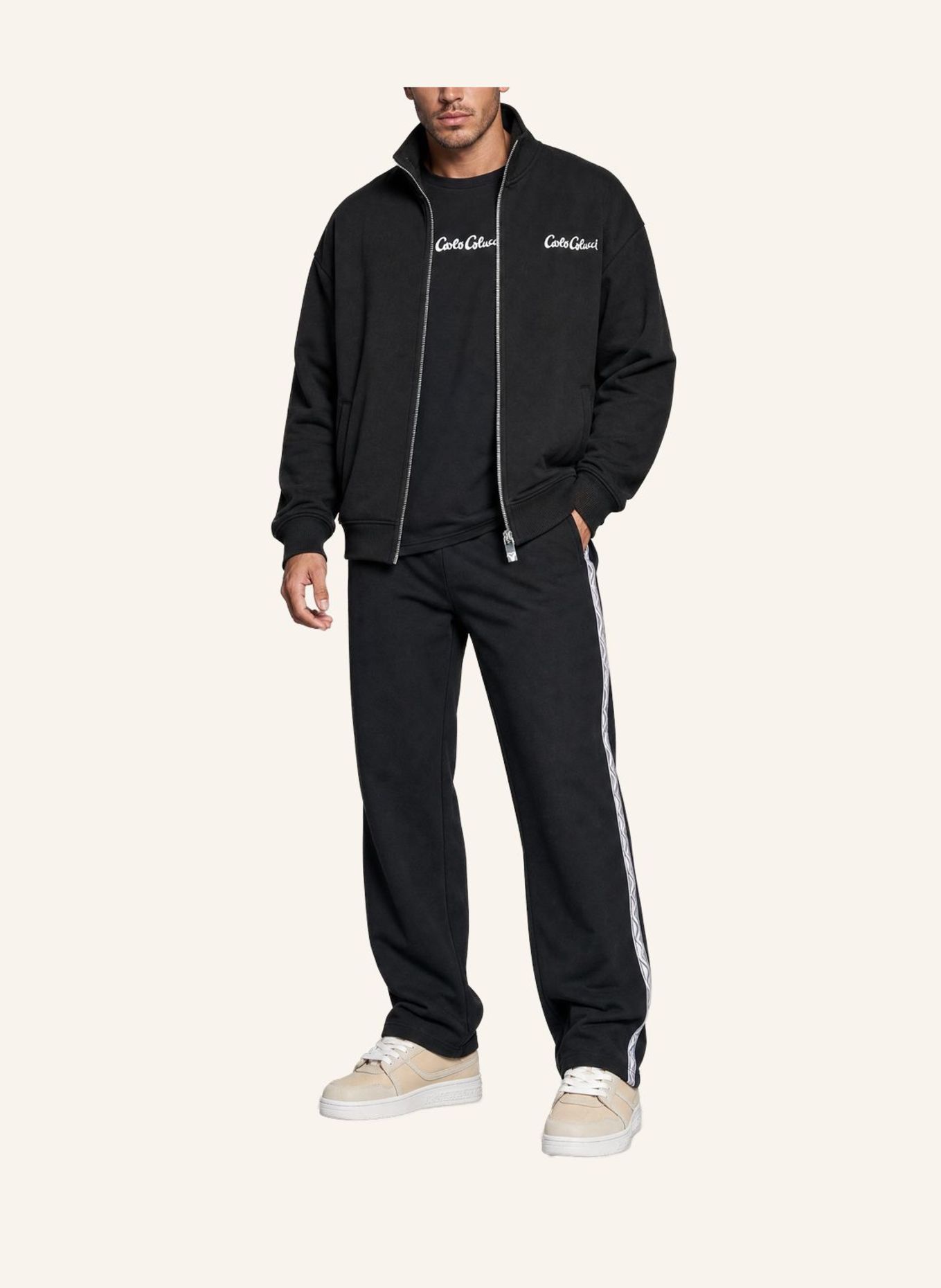CARLO COLUCCI Sweathose - Stripe Club FRAGALE: SCHWARZ