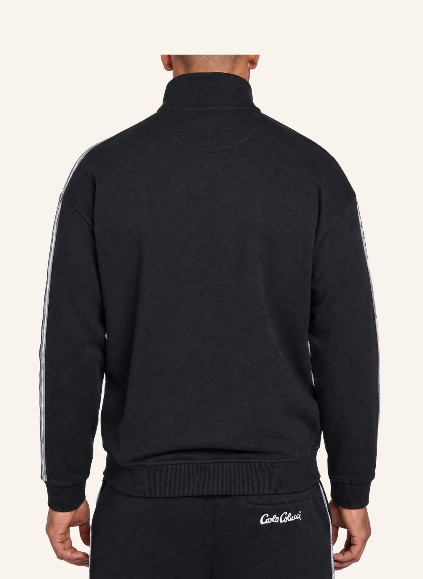 CARLO COLUCCI Sweatjacke - Stripe Club FOSCARO: SCHWARZ