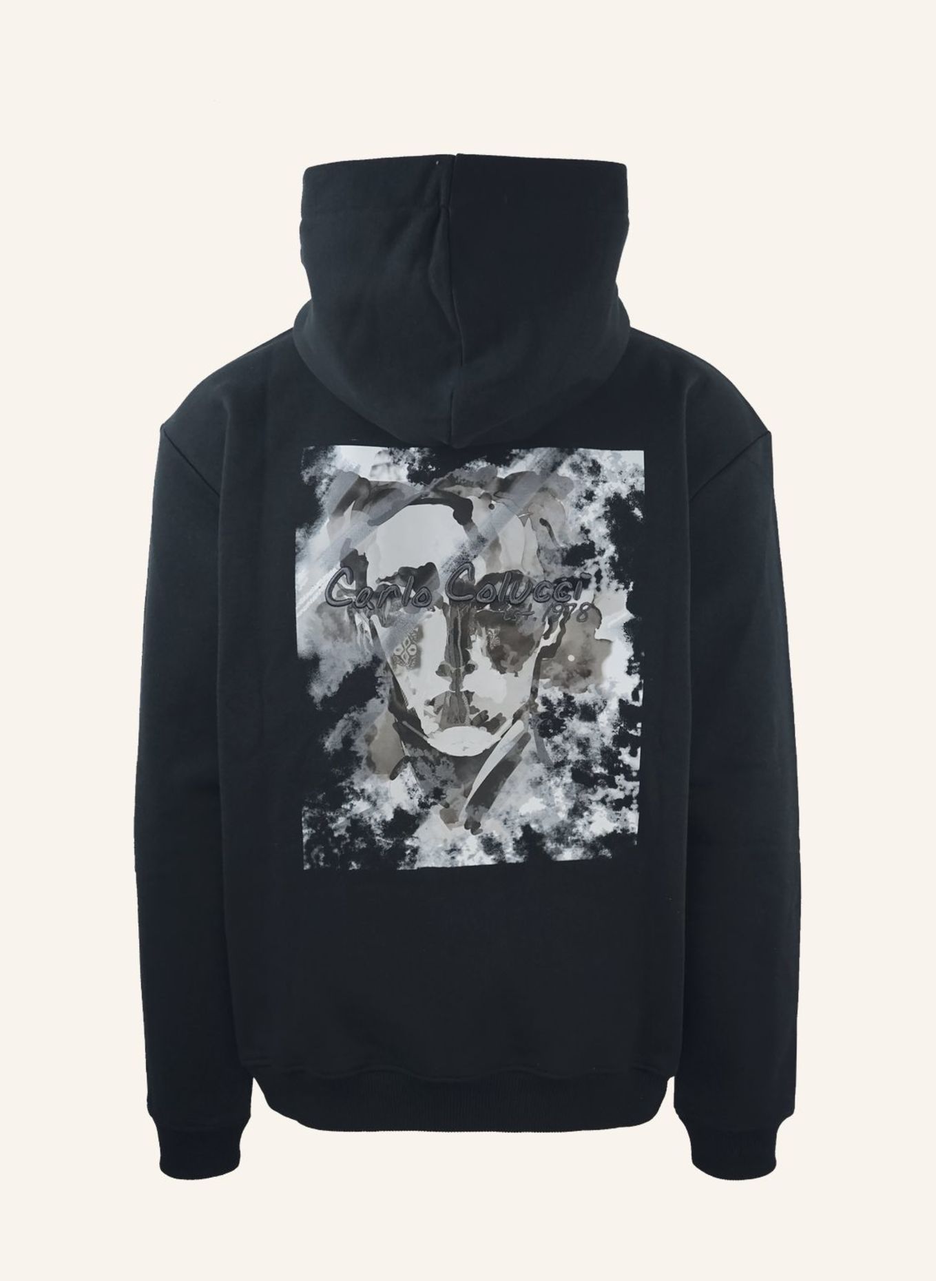 CARLO COLUCCI Oversize Hoodie - Human Canvas FRAMBA: SCHWARZ