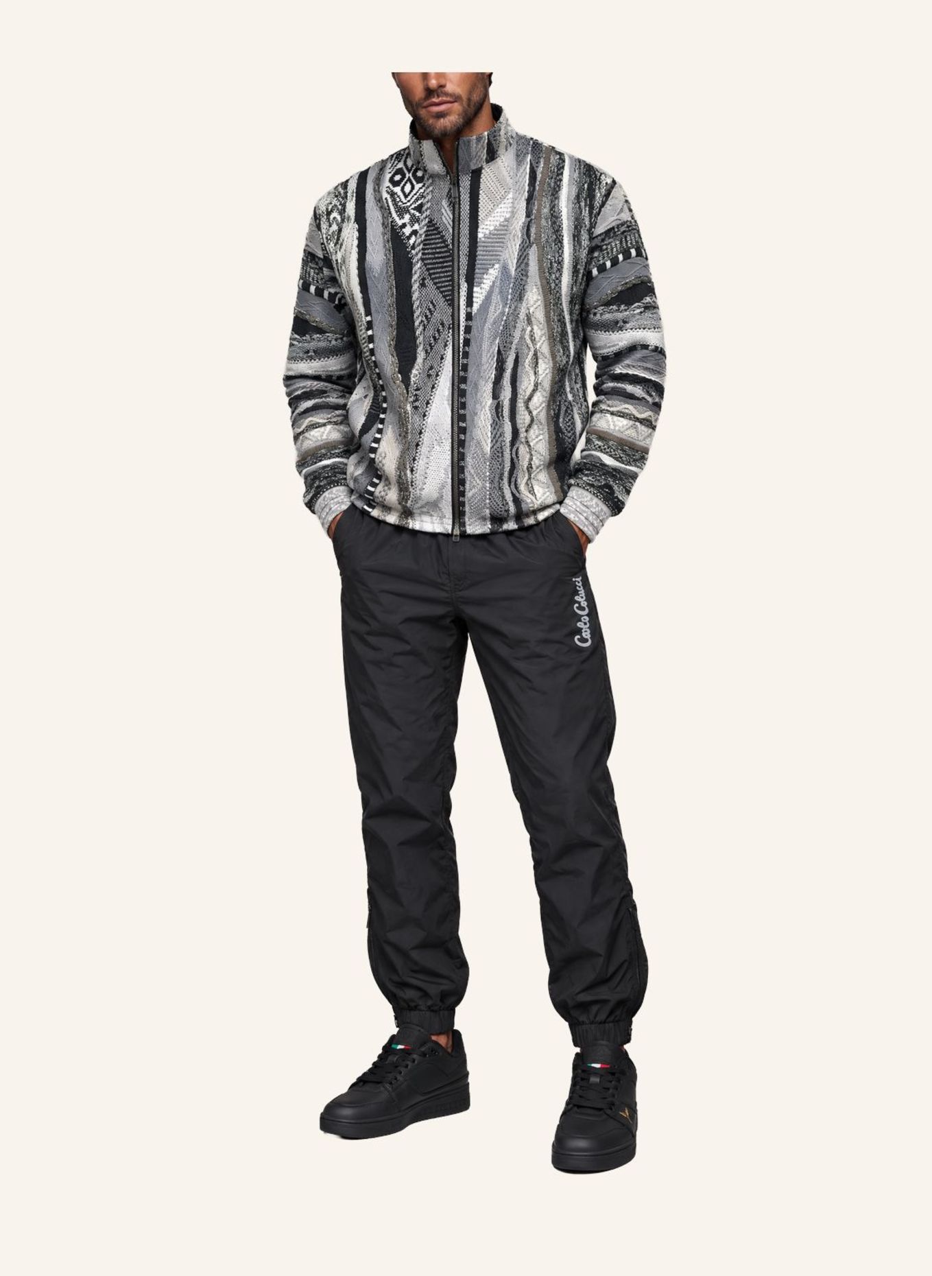 CARLO COLUCCI Tracksuithose - Knit Print FROKU: SCHWARZ