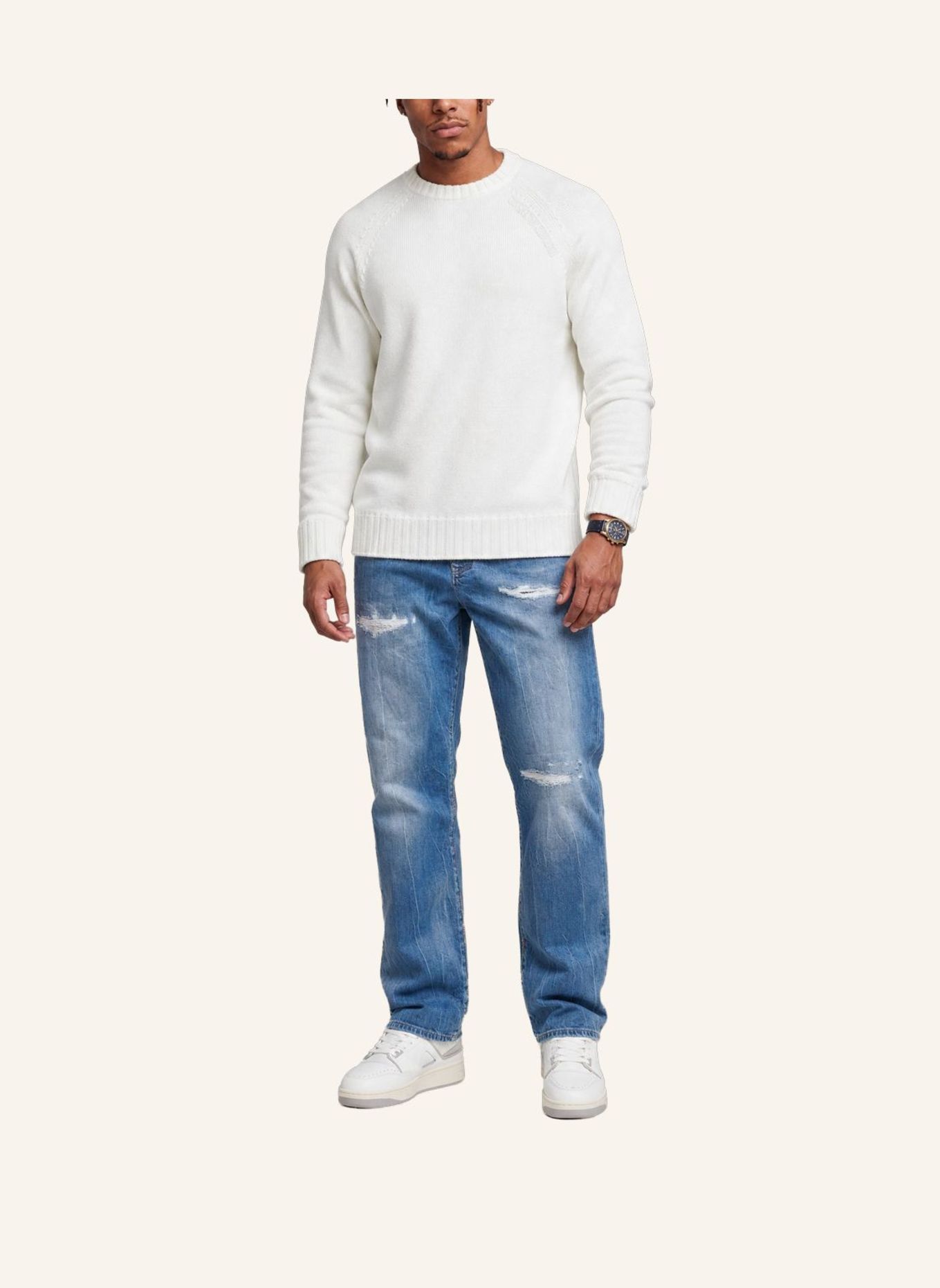 CARLO COLUCCI Rundhalspullover - Carlos Classic FUCCI: WEISS